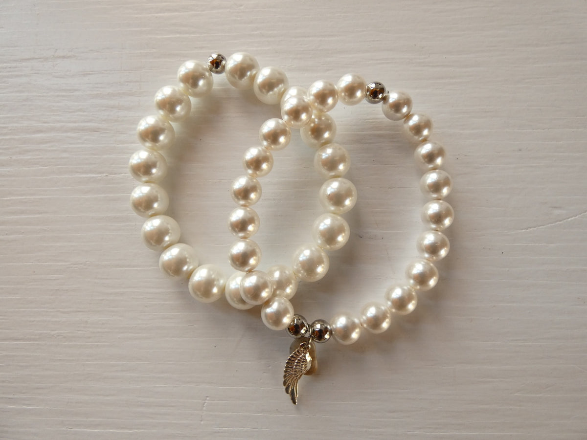 Shell Pearl Lakeshore Rock Pendant Bracelet Set