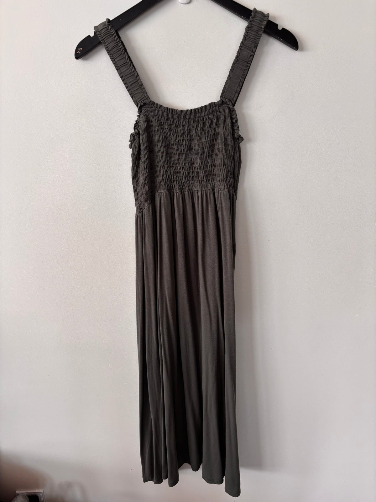 Hello Miz Smocked Tube Midi Dress in Green/Grey | Sz Small (Maternity brand)