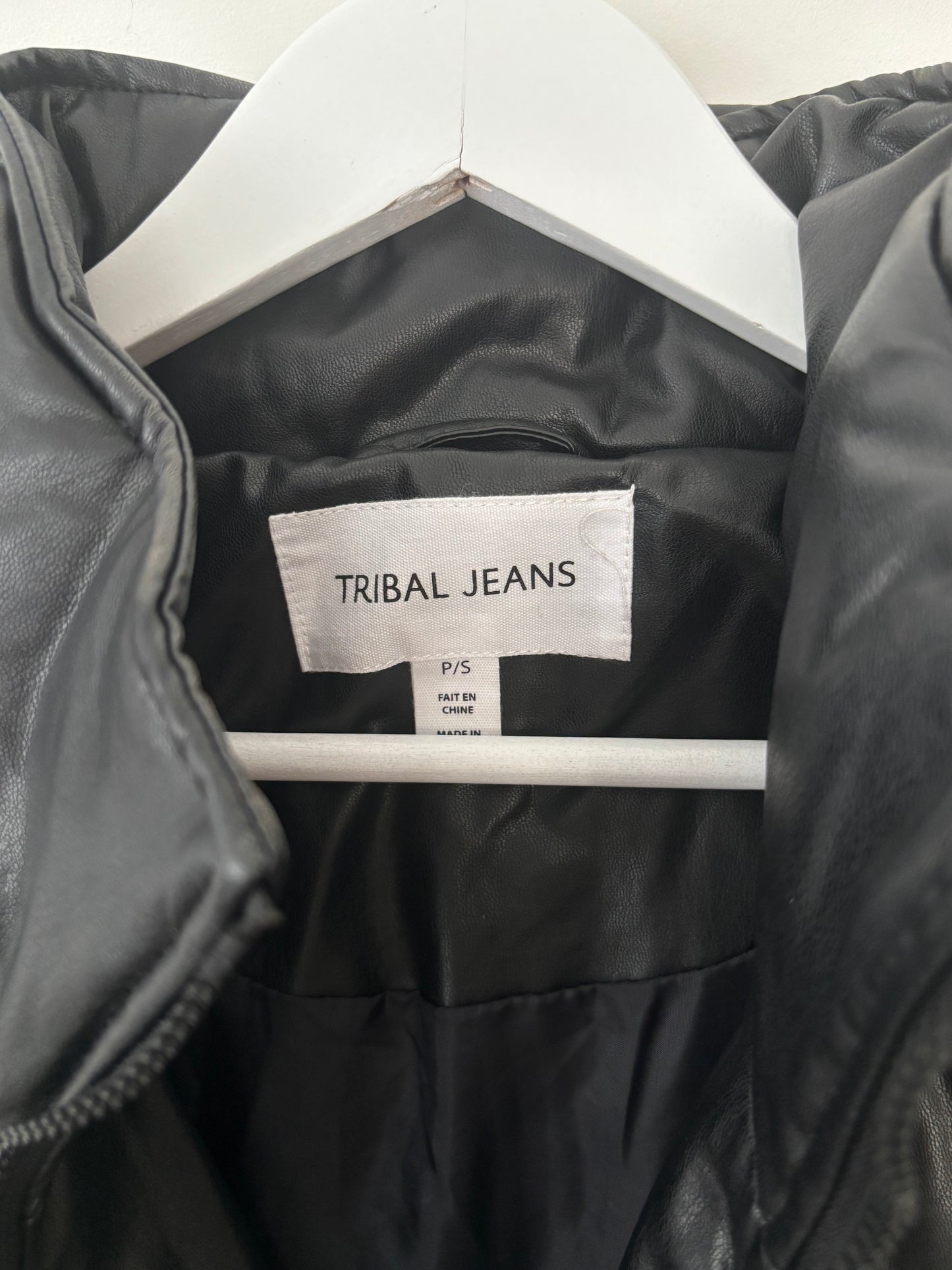 Tribal Quilted Puffer Vest Faux Leather | Sz Small (generous fit)(J109G1)