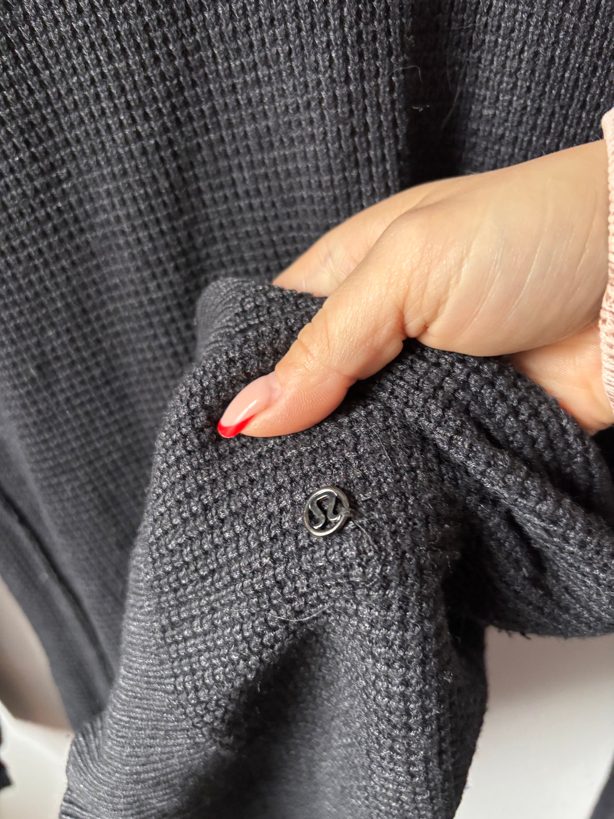 Lululemon The Sweater Life Waffle Knit Dark Grey/Black Top | Sz Large