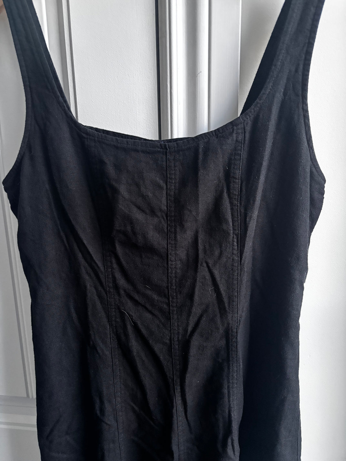 Old Navy Linen Blend Black Midi Dress | Sz Medium