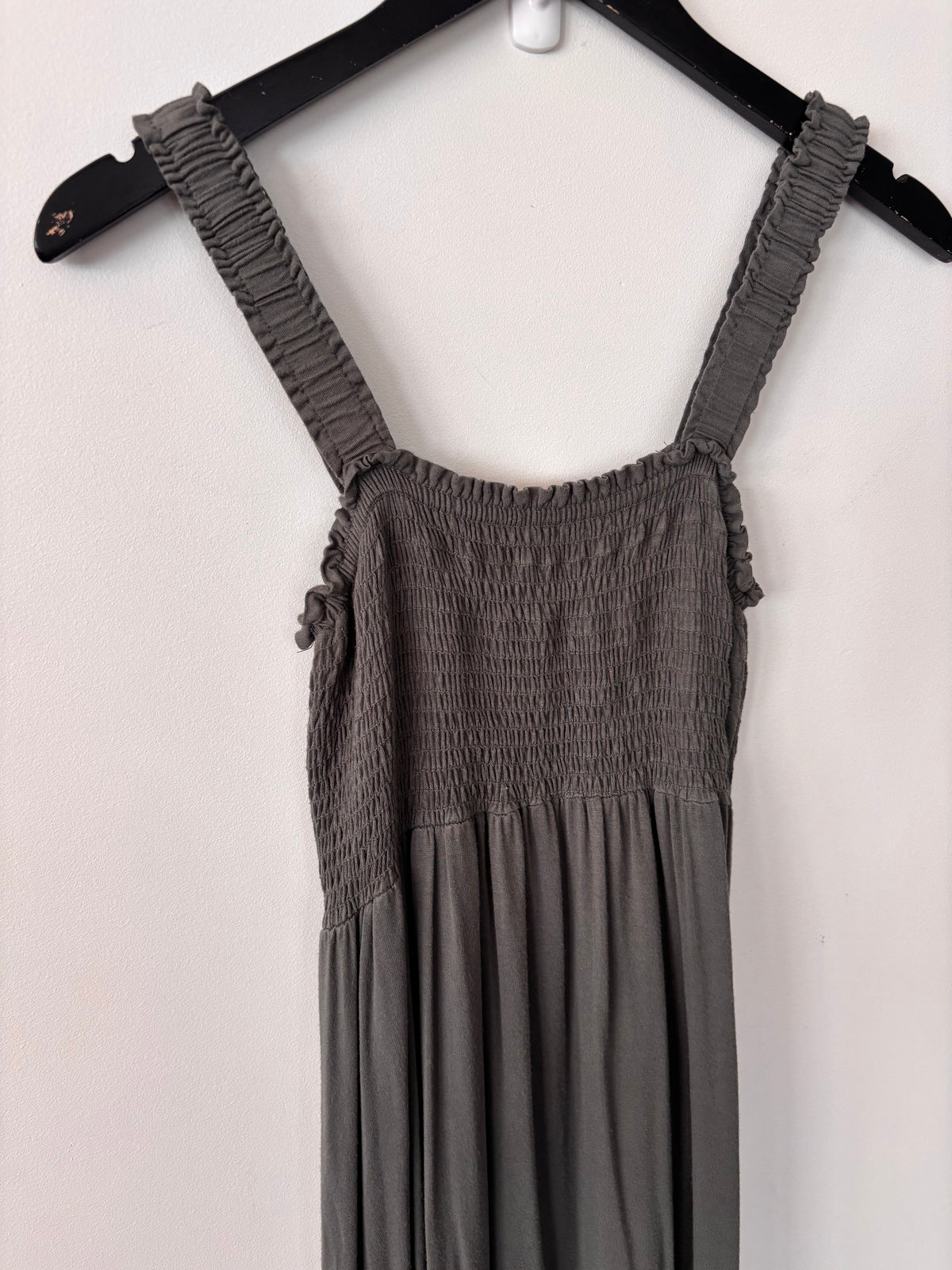 Hello Miz Smocked Tube Midi Dress in Green/Grey | Sz Small (Maternity brand)