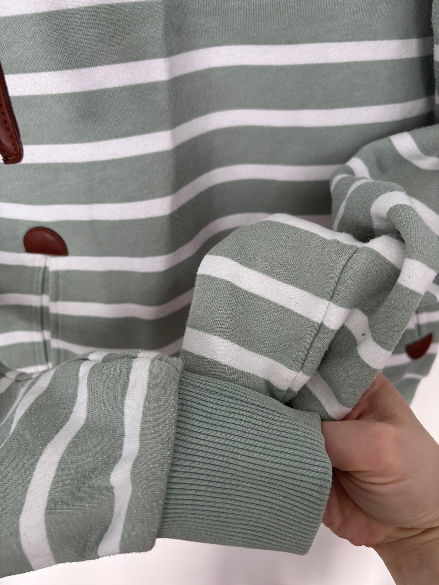 Wanakome Green White Striped Hoodie | Sz XS (M74A4)