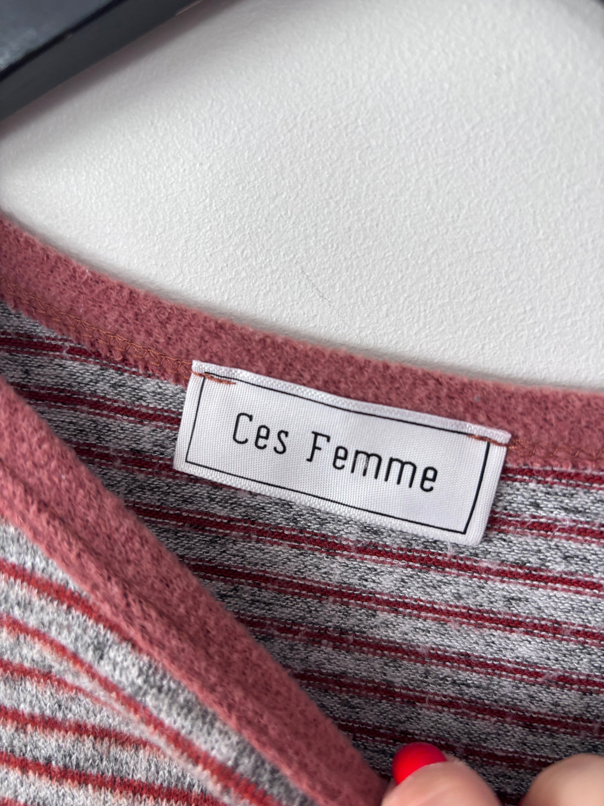 Ces Femme Red Striped Lightweight Sweater | Sz Medium