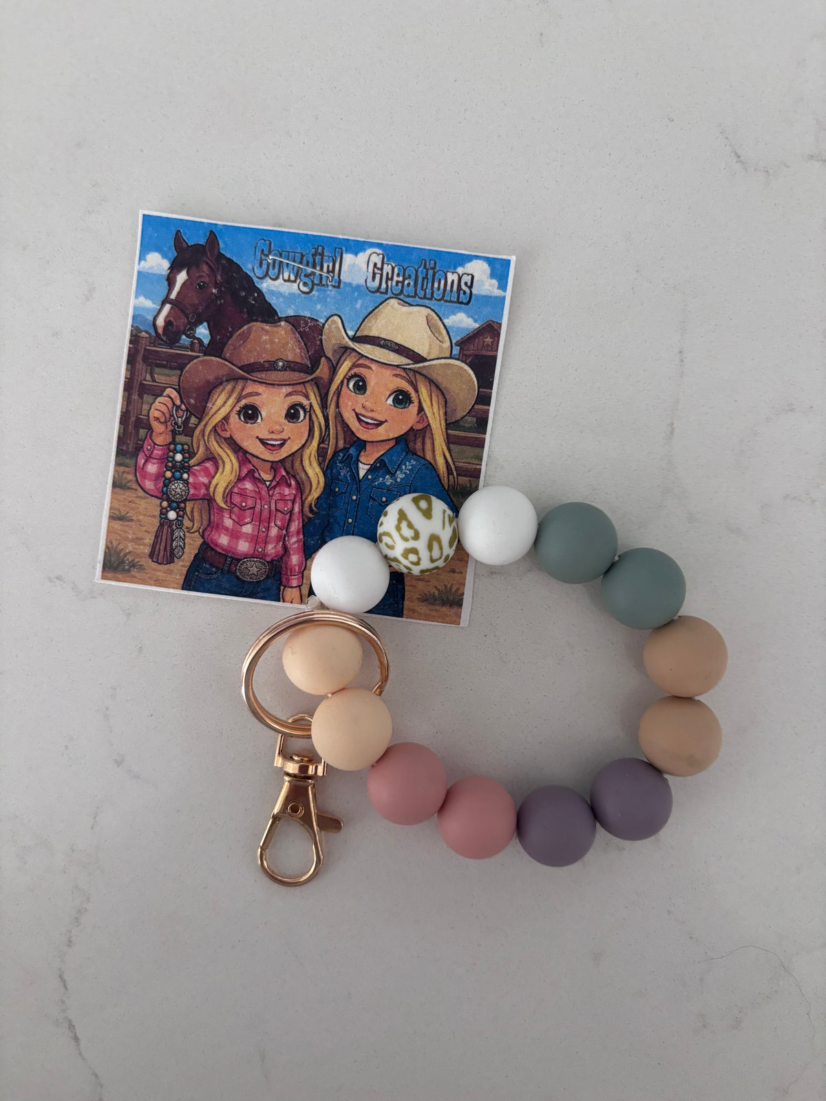 Cowgirl Creations Stretch Bracelet Silicone Bead Keychain