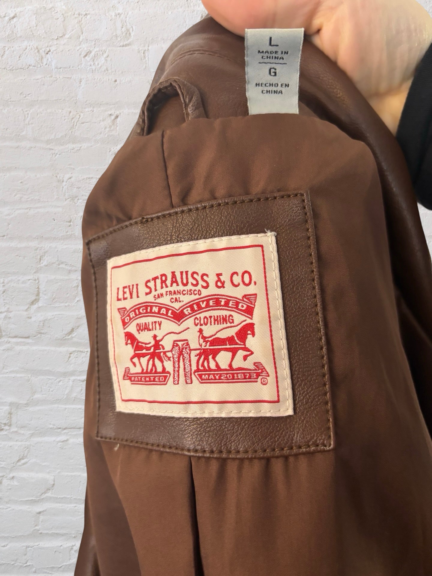 Levi's Vegan Brown Leather Biker Jacket | Large