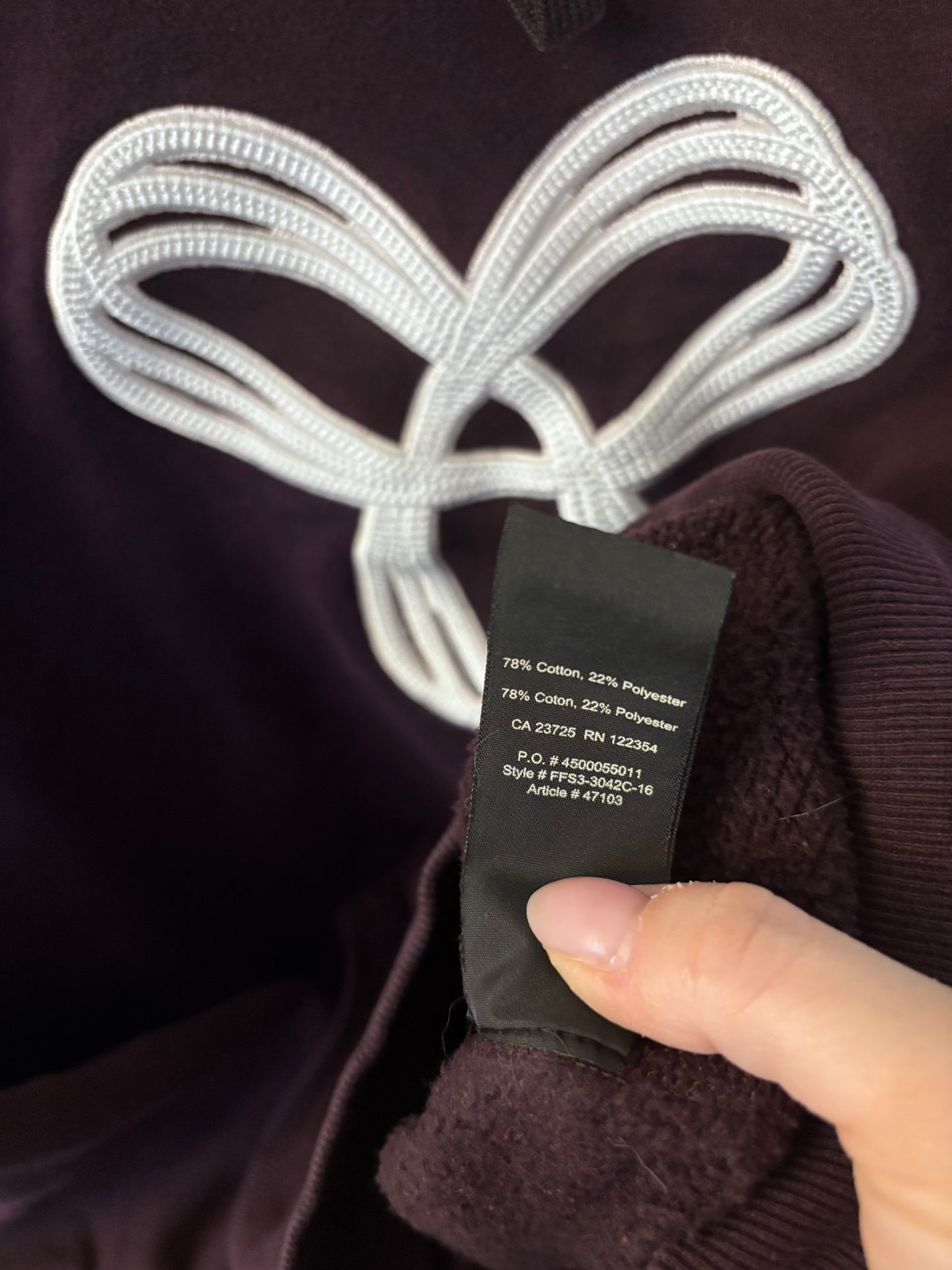 TNA Baltic Embroidered Dark Purple Hoodie | Sz XL