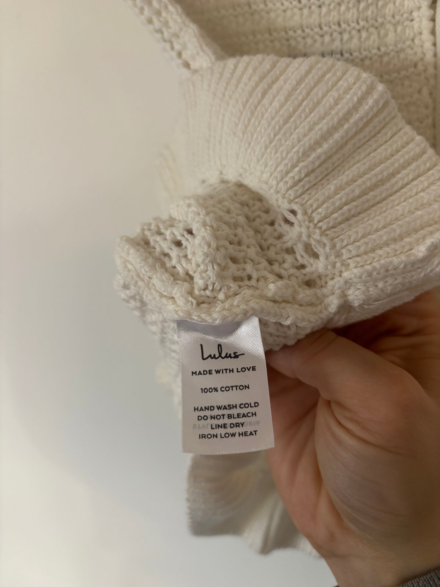 Lulus NWT Flouncin' Around Ivory Cropped Ruffled Sweater Tank | Small (N206K7)