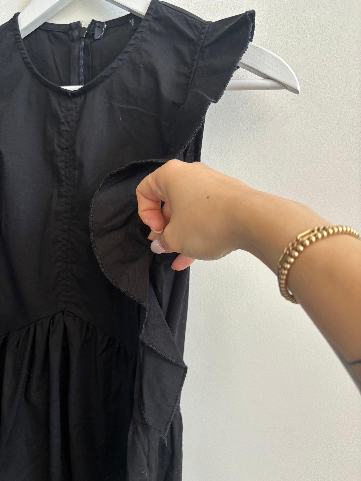 Ruffle Sleeveless Poplin Dress | Small