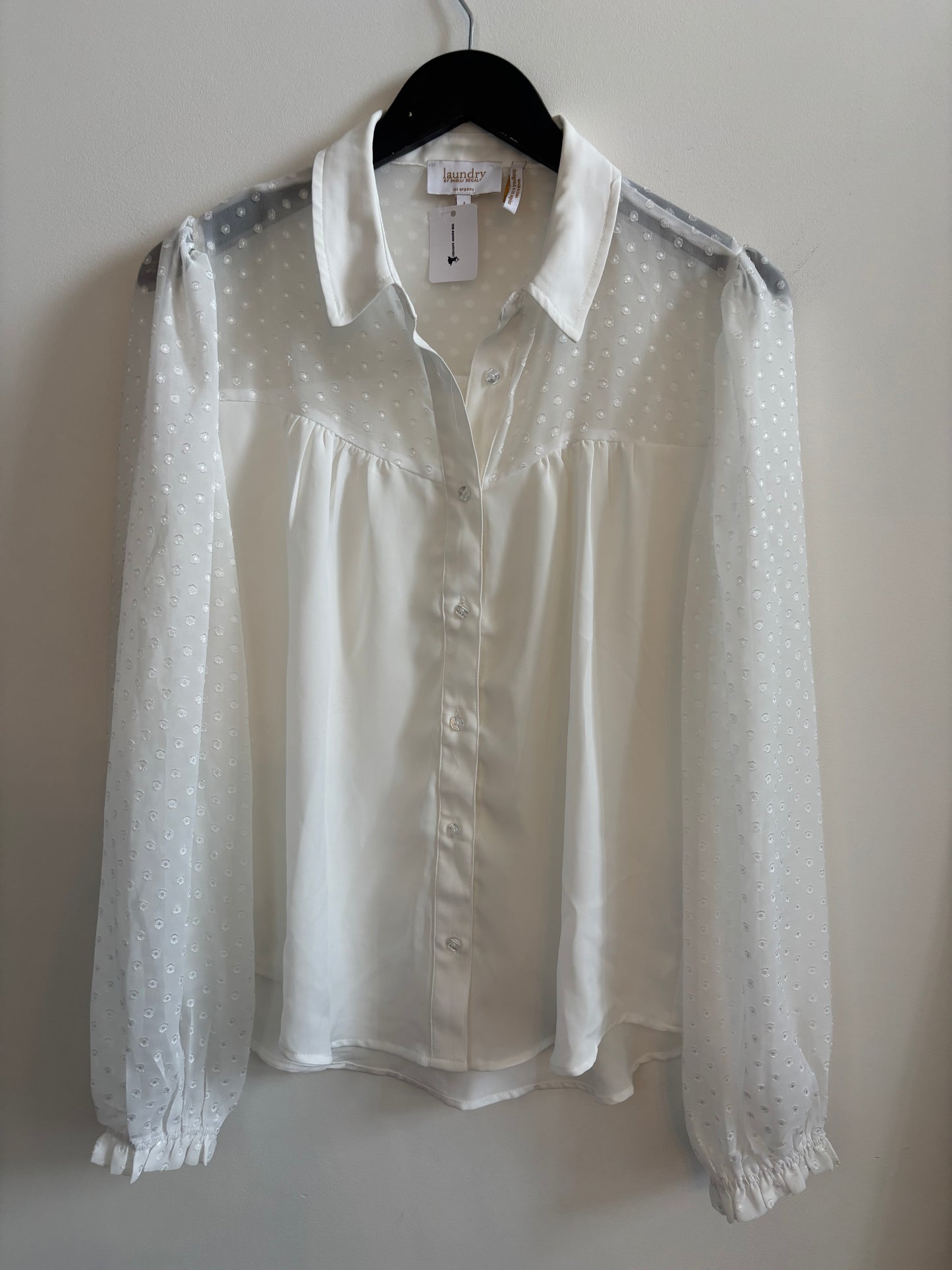 Laundry by Shelli Segal Button Front Balloon Sleeve Top | Large