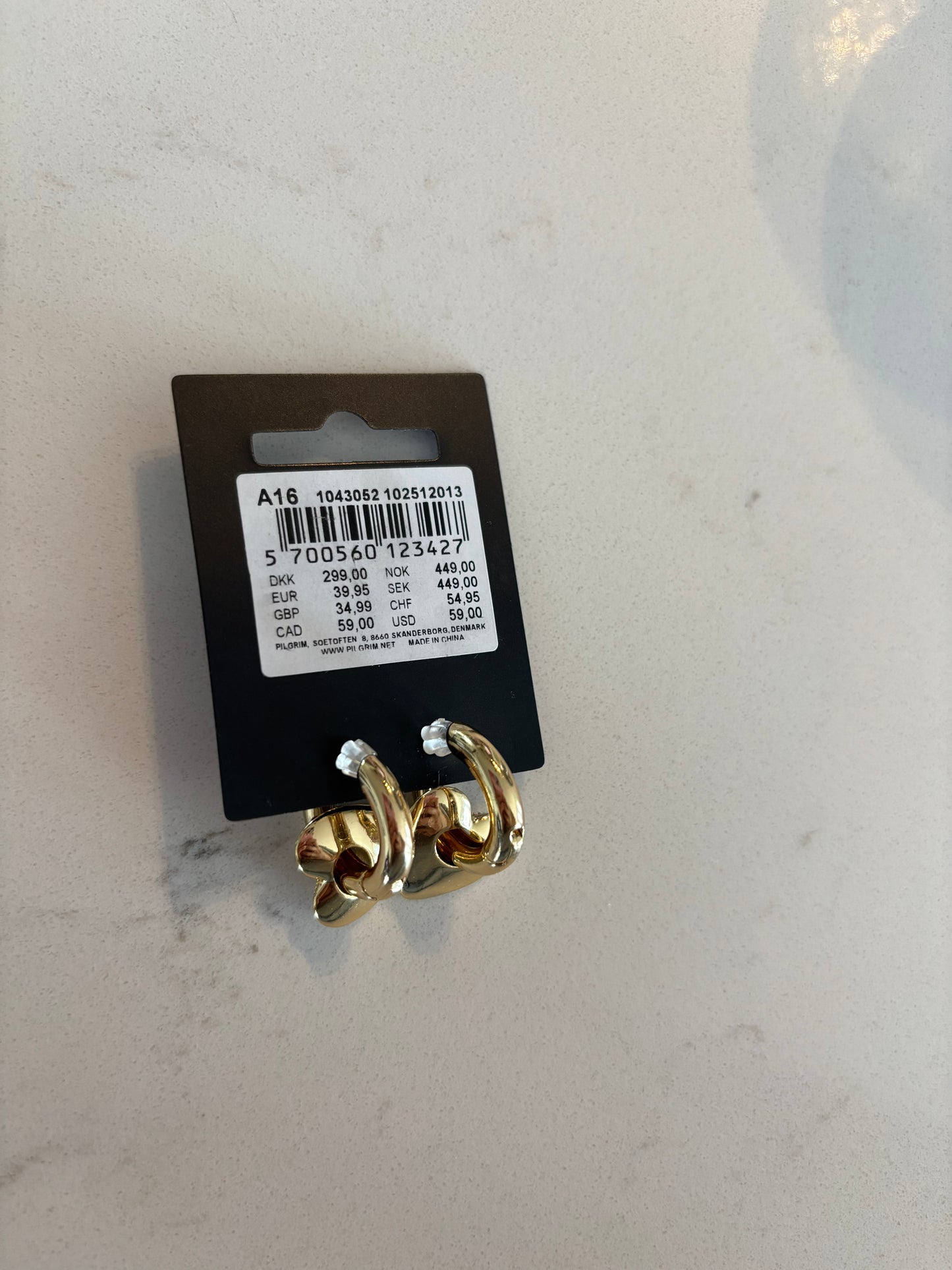 New Pilgrim DUNE crystal earrings gold-plated