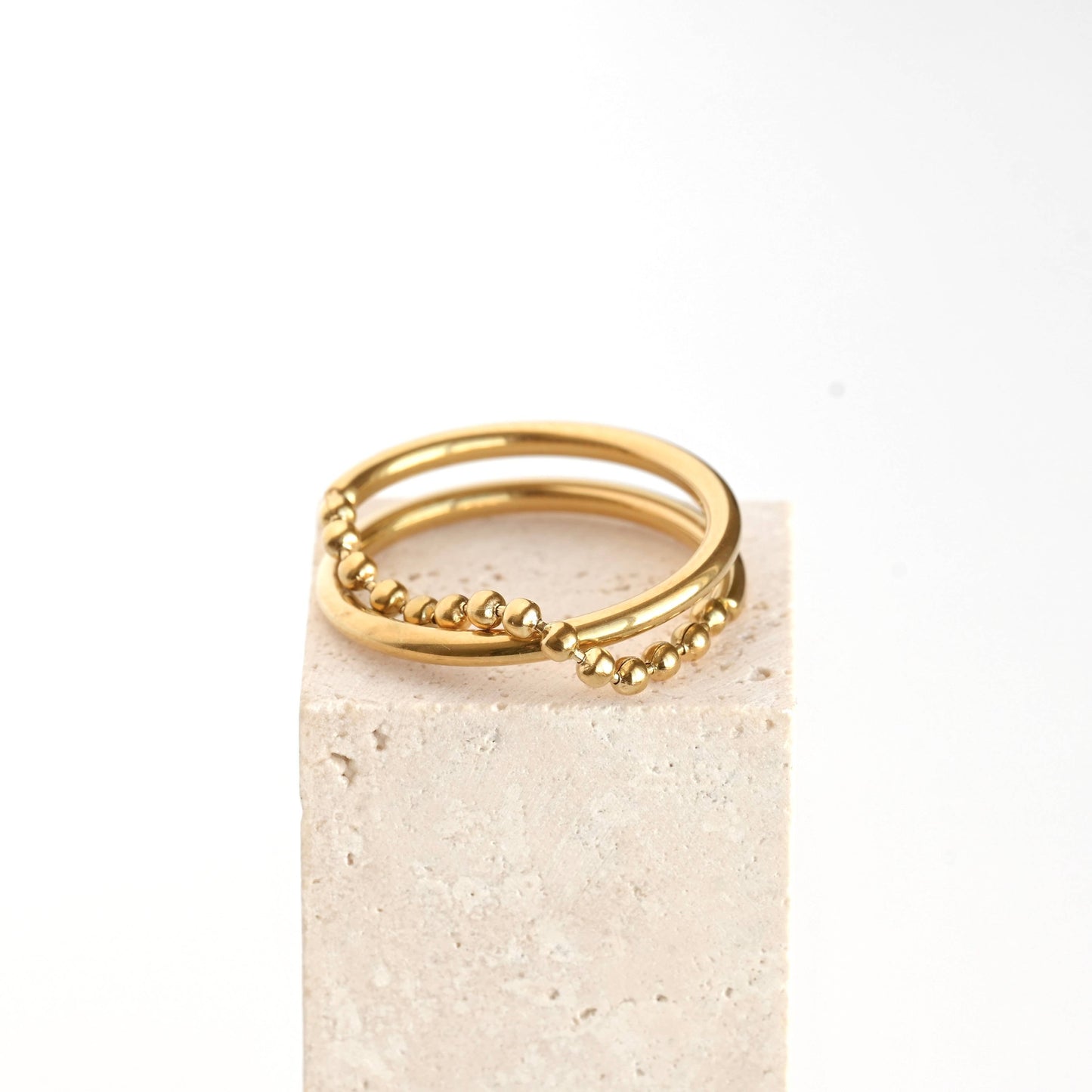 BEJ Beaded X Criss Cross Ring (Sz 6)