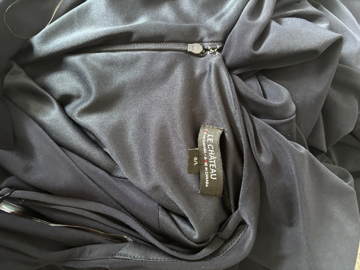 Le Chateau Navy Cowl Neck Maxi Dress | Sz Large