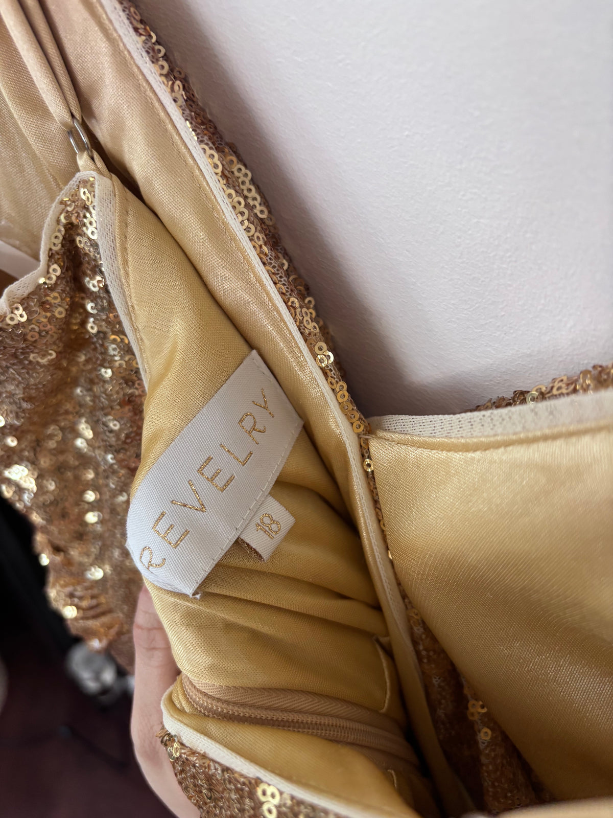 Revelry Gold Sequins Glitter Gown | Sz 12