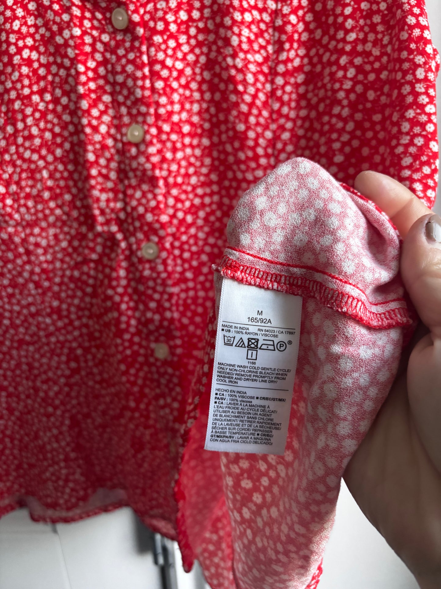Old Navy Red Floral Button Down Swing Tank Top | Sz Medium