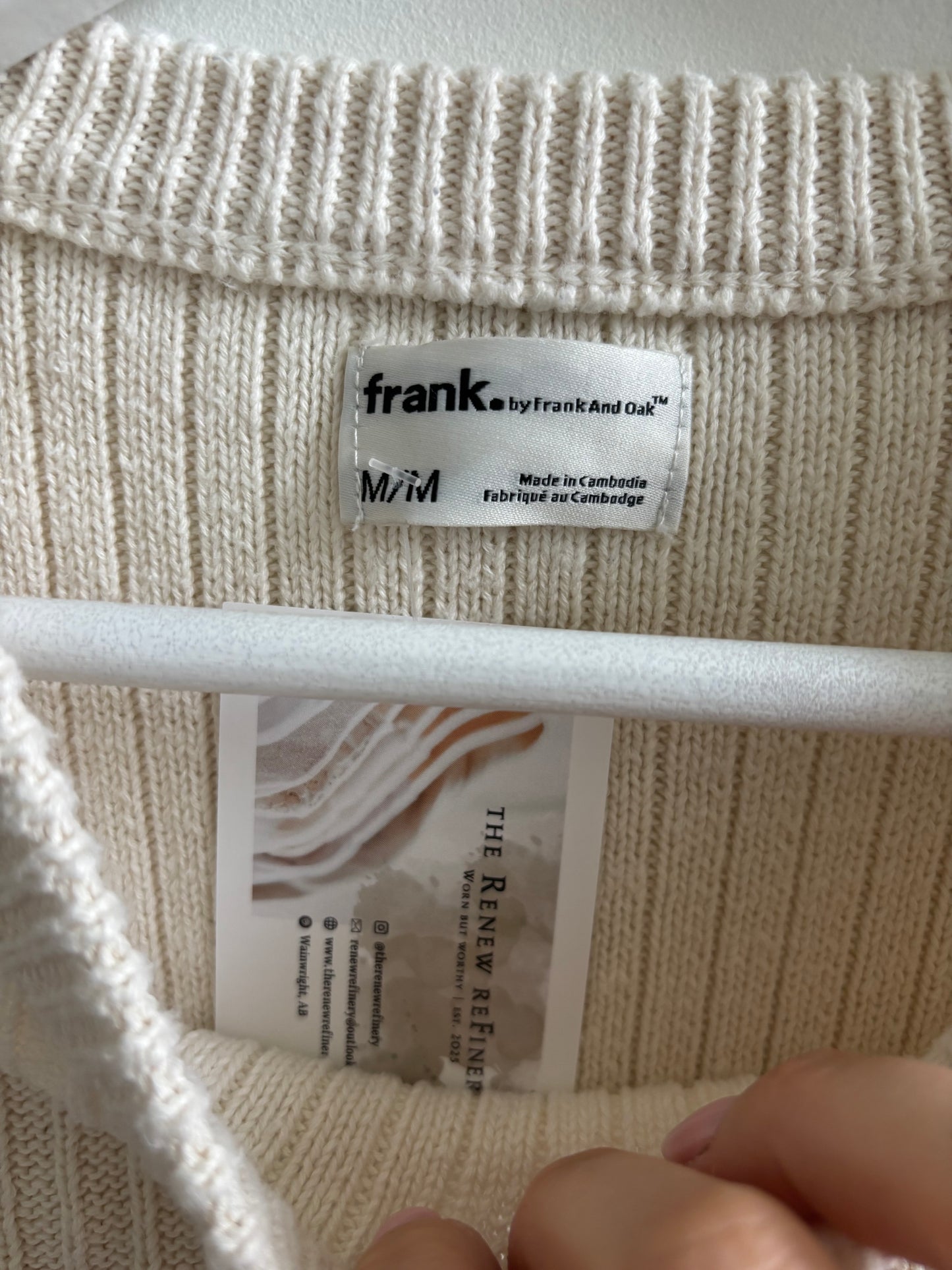 Frank & Oak Cotton Ribbed Knit Sweater | Medium