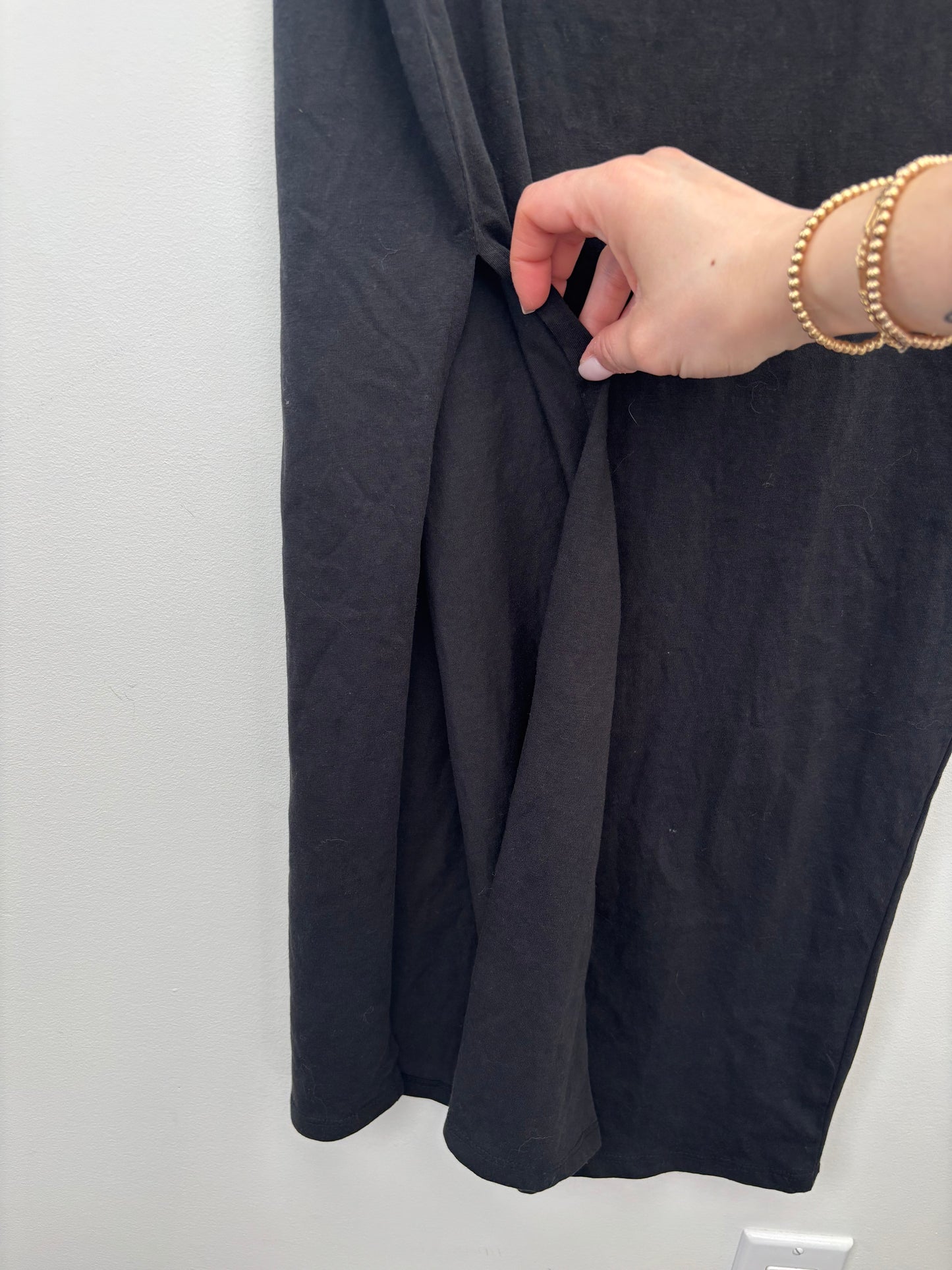 ONLY Abbie Long Slit Black Skirt | Medium