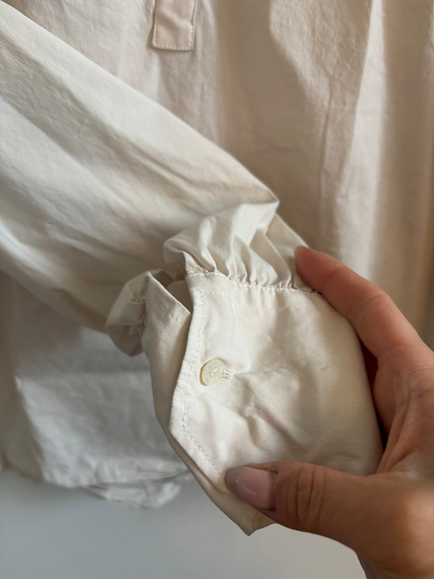 Mos Mosh Open Collar Ecru Blouse | Small