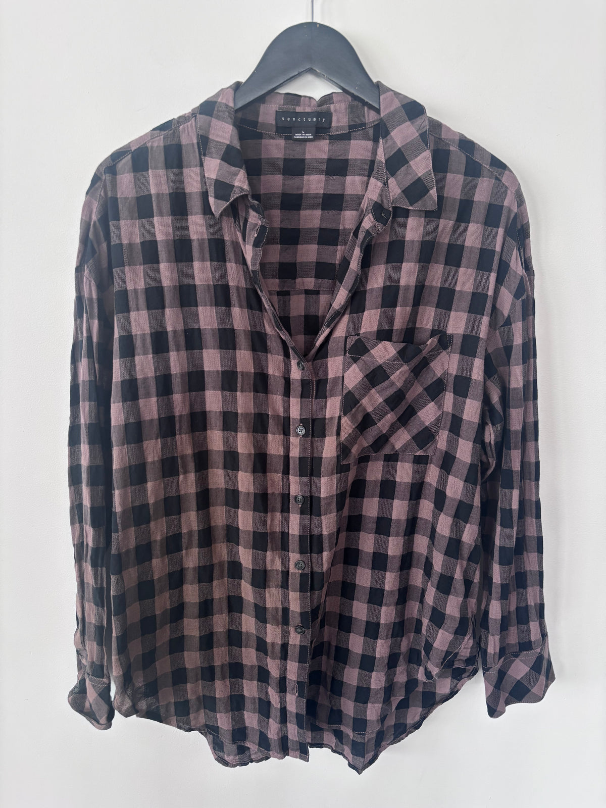 Sanctuary Plaid Button Down Shirt | Sz Large (oversized fit)
