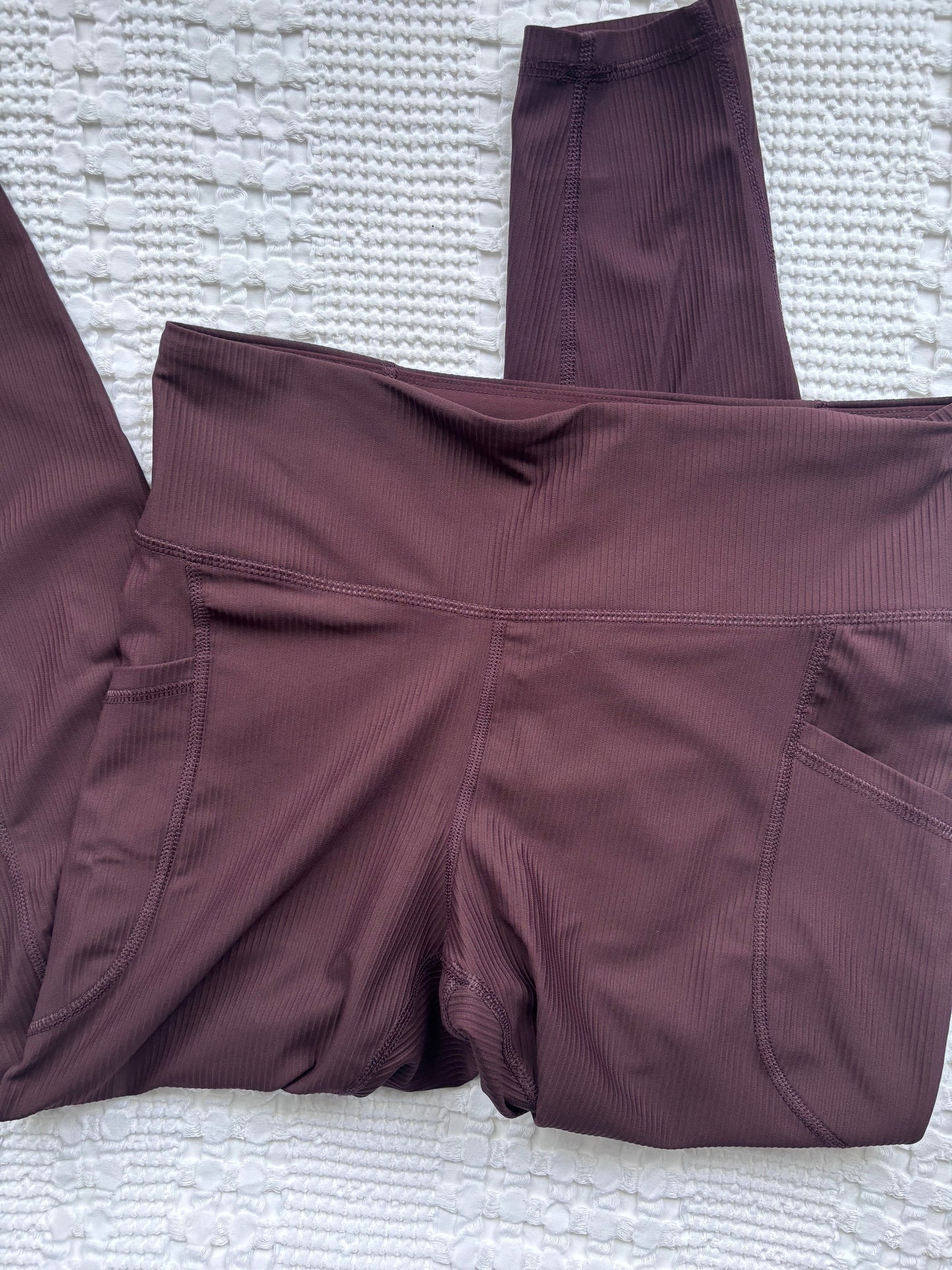 Old Navy Dark Purple/Red Ribbed Leggings | Sz Large (M34W3)