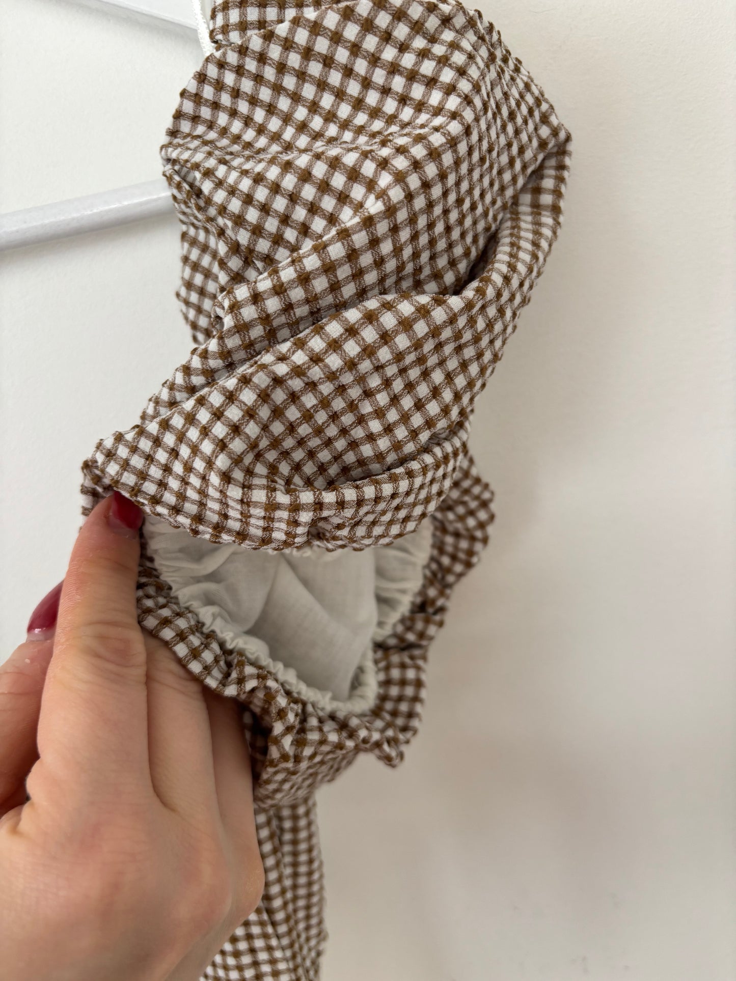 Oak & Fort Gingham Puff Sleeve Mini Dress Dress | Sz Small (F15L4)