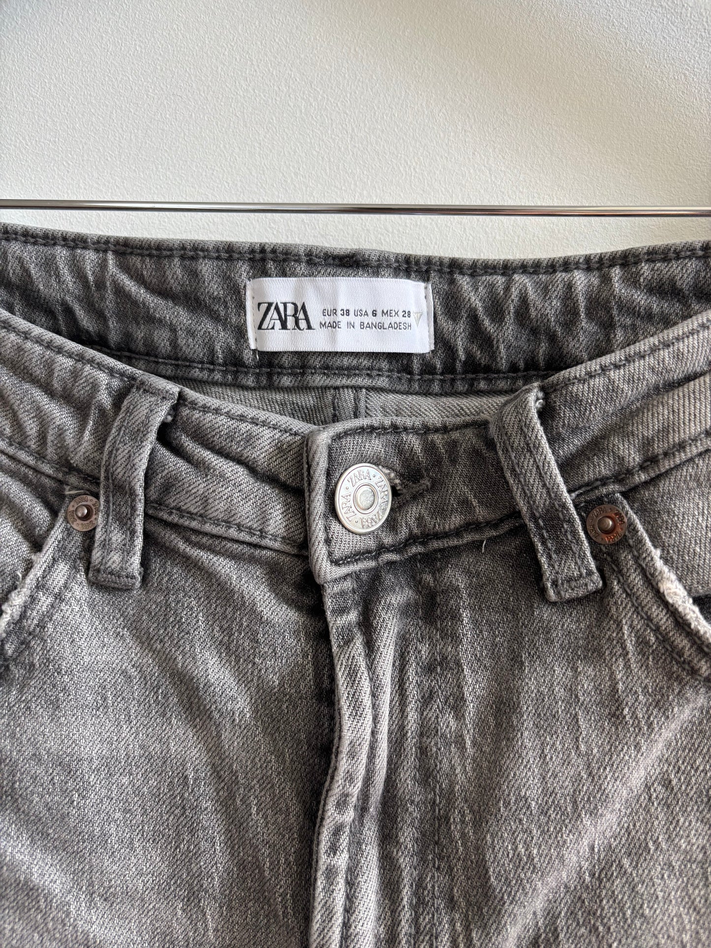 Zara Greywash Straight Leg Jeans | 6