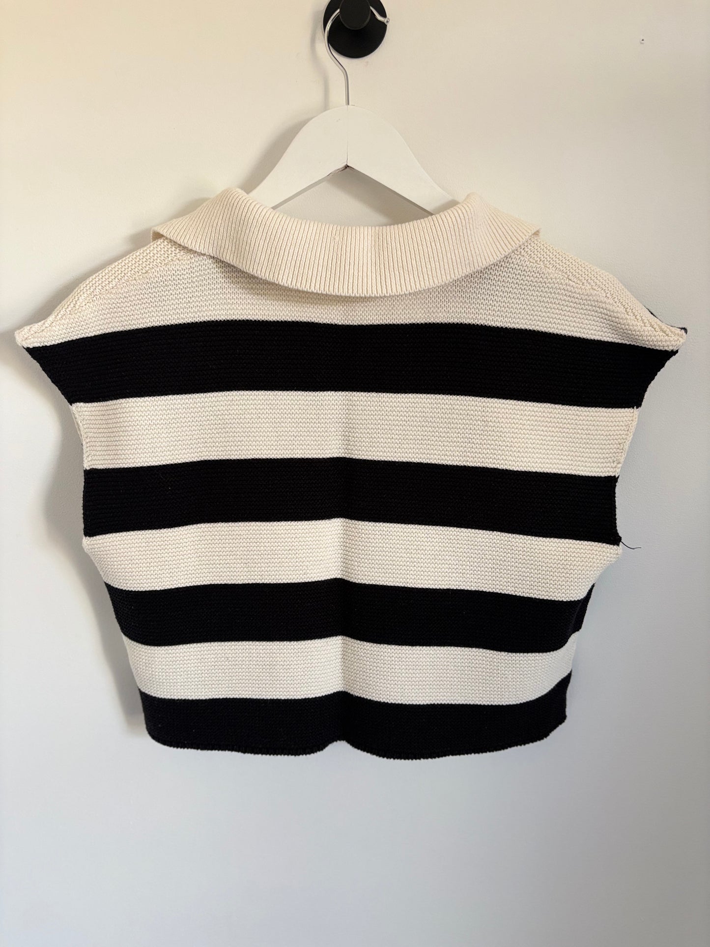 Oak & Fort Striped Collared Crop Sweater | XS Oversized (O26L4)