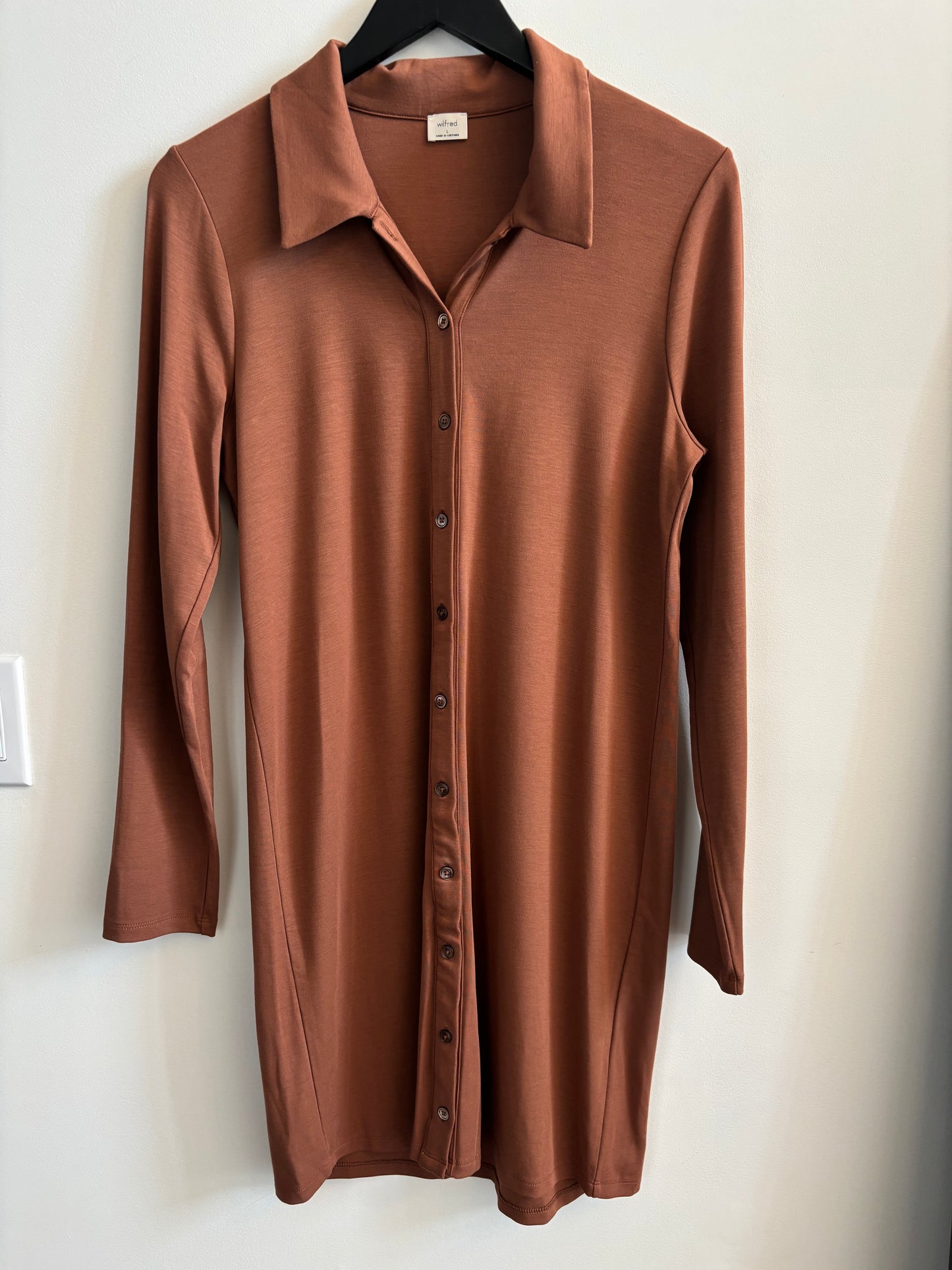 Wilfred/Aritzia Pose Button Down Jersey Shirt Dress | Large