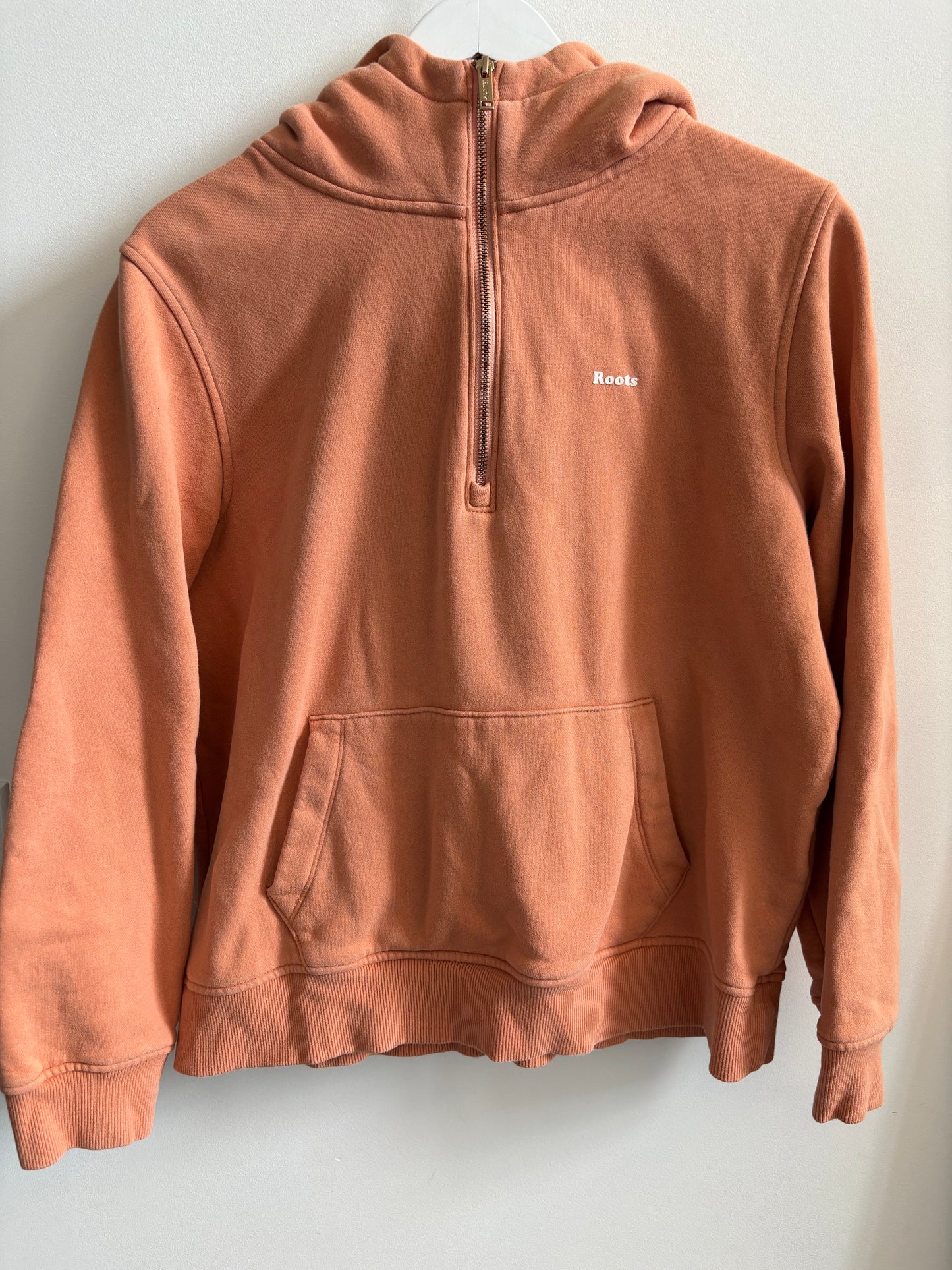 Roots Hooded Half Zip (Peach/Light Orange) | Large