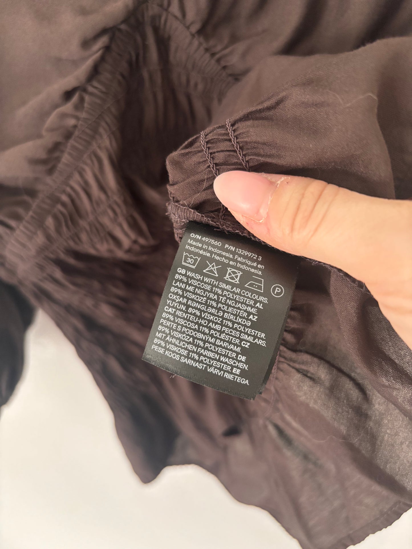 H&M Dark Brown Smocked Blouse | Sz Medium