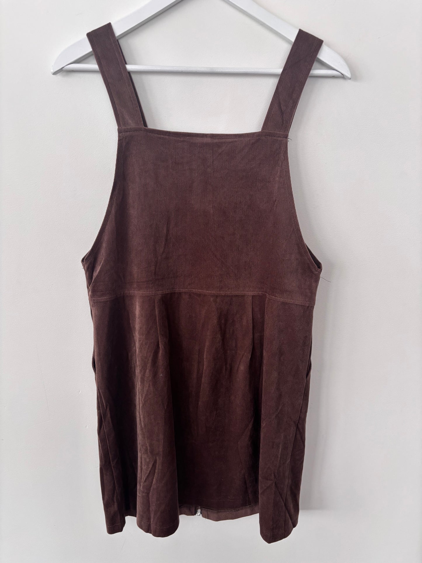 Brown Zip Front Overall Dress | Sz Large (fits medium)