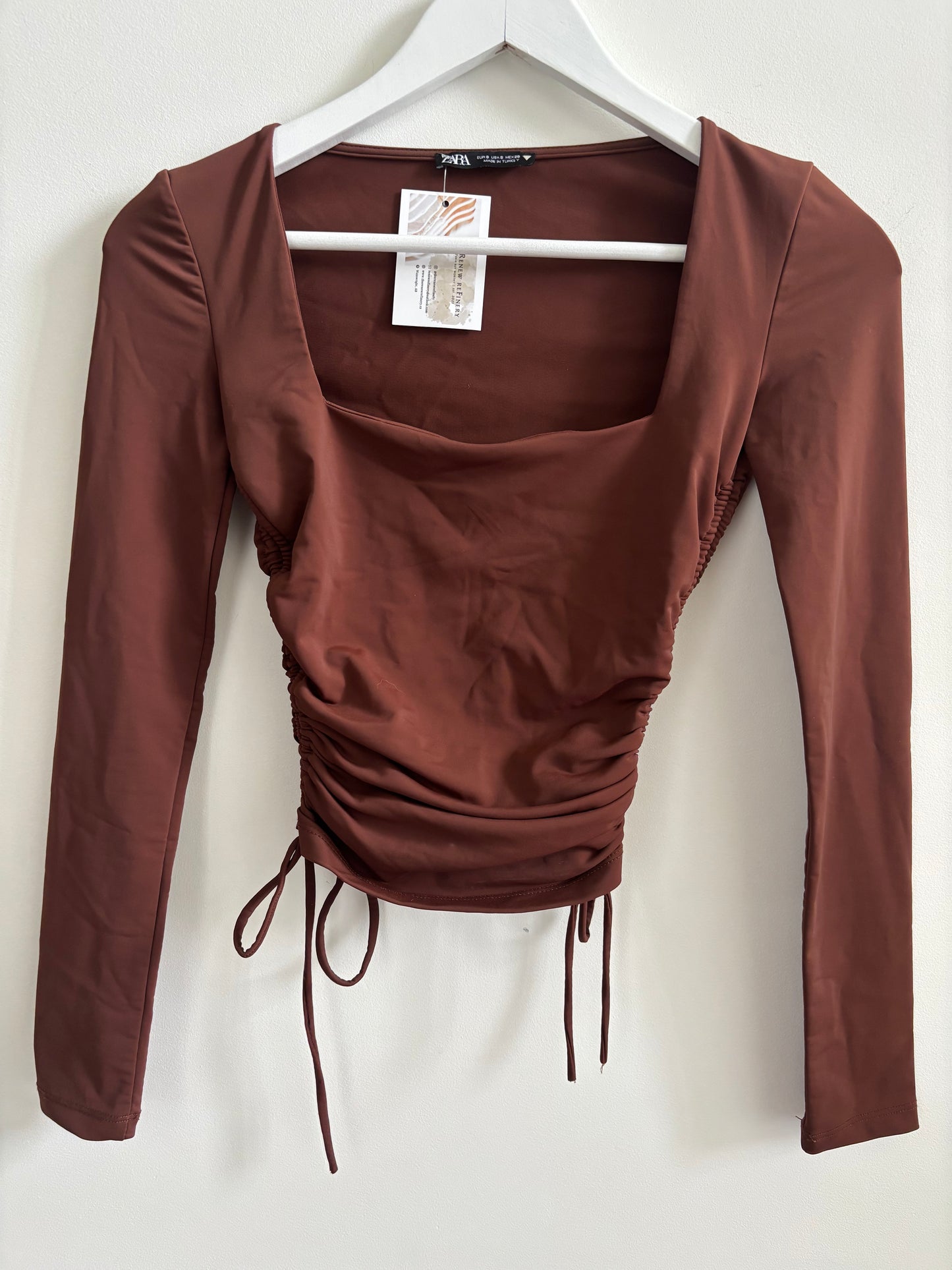 Zara Ruched Sides Square Neck Top | Small