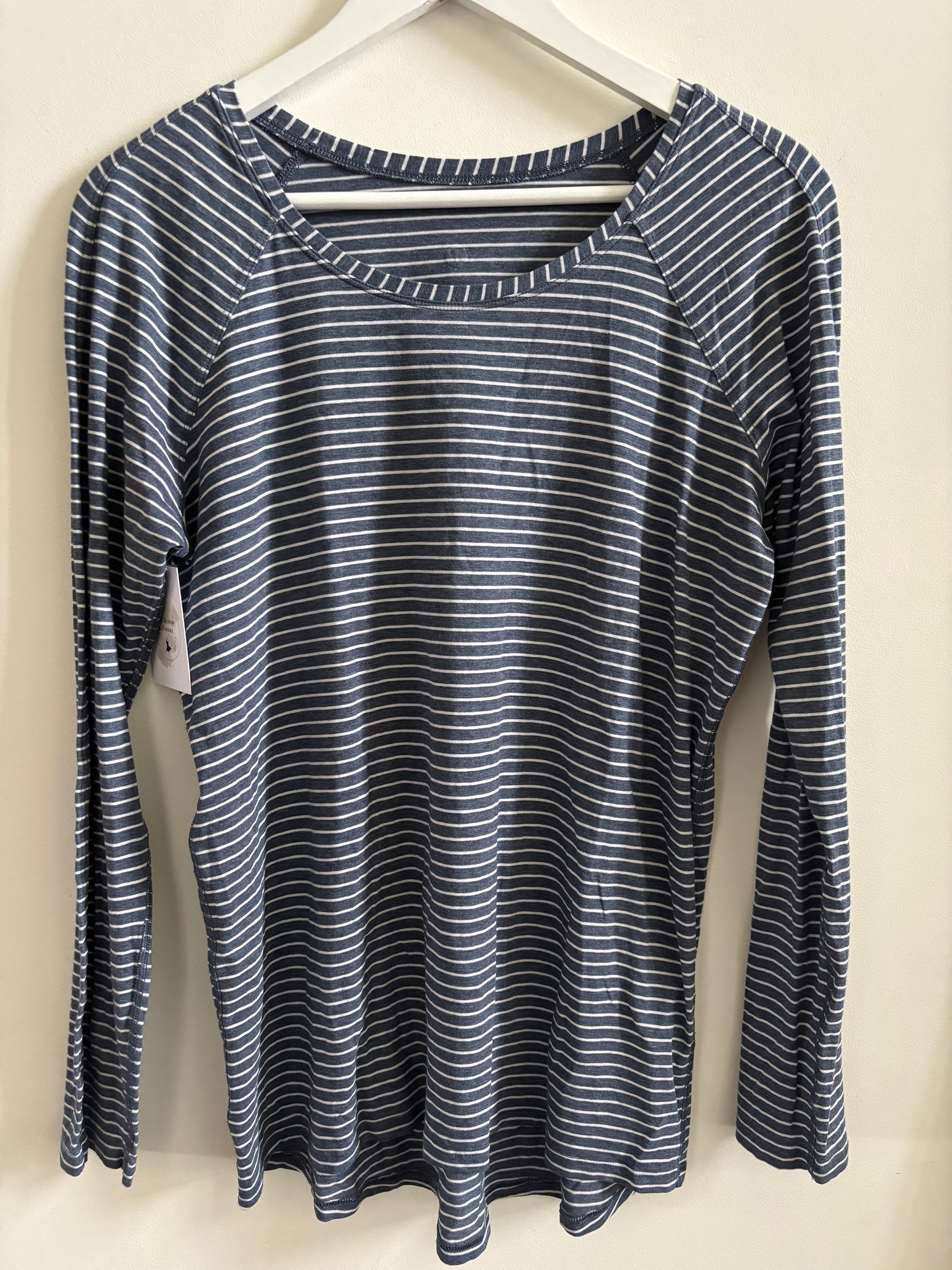 Lululemon Emerald Long Sleeve Blue White Stripe | Medium