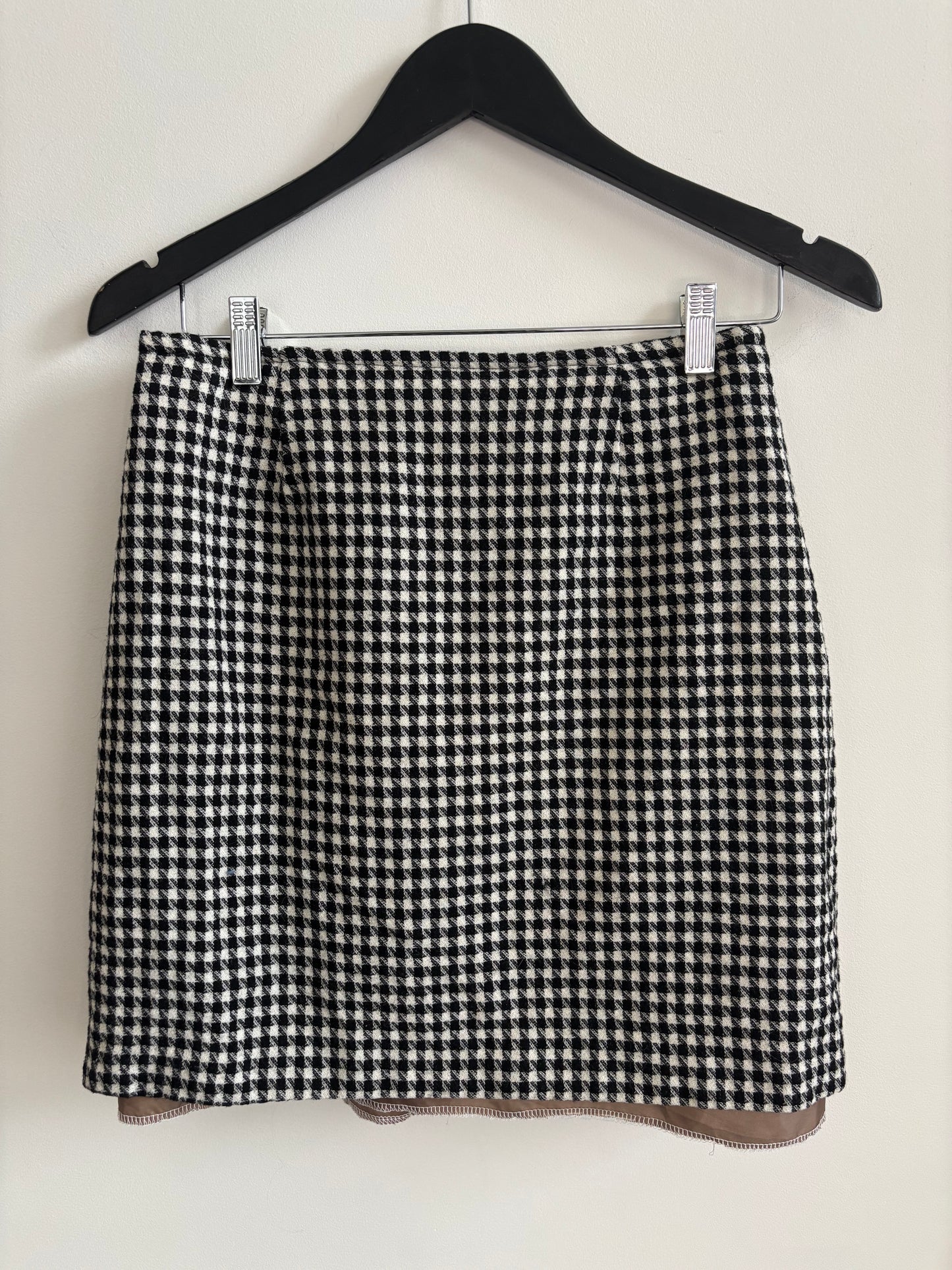 Houndstooth Wool Blend Skirt | Small/Medium