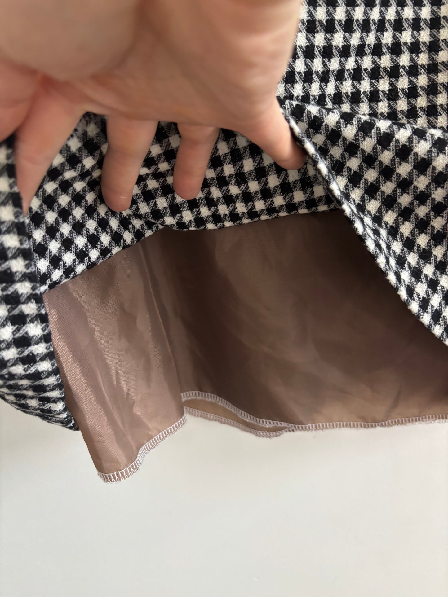 Houndstooth Wool Blend Skirt | Small/Medium