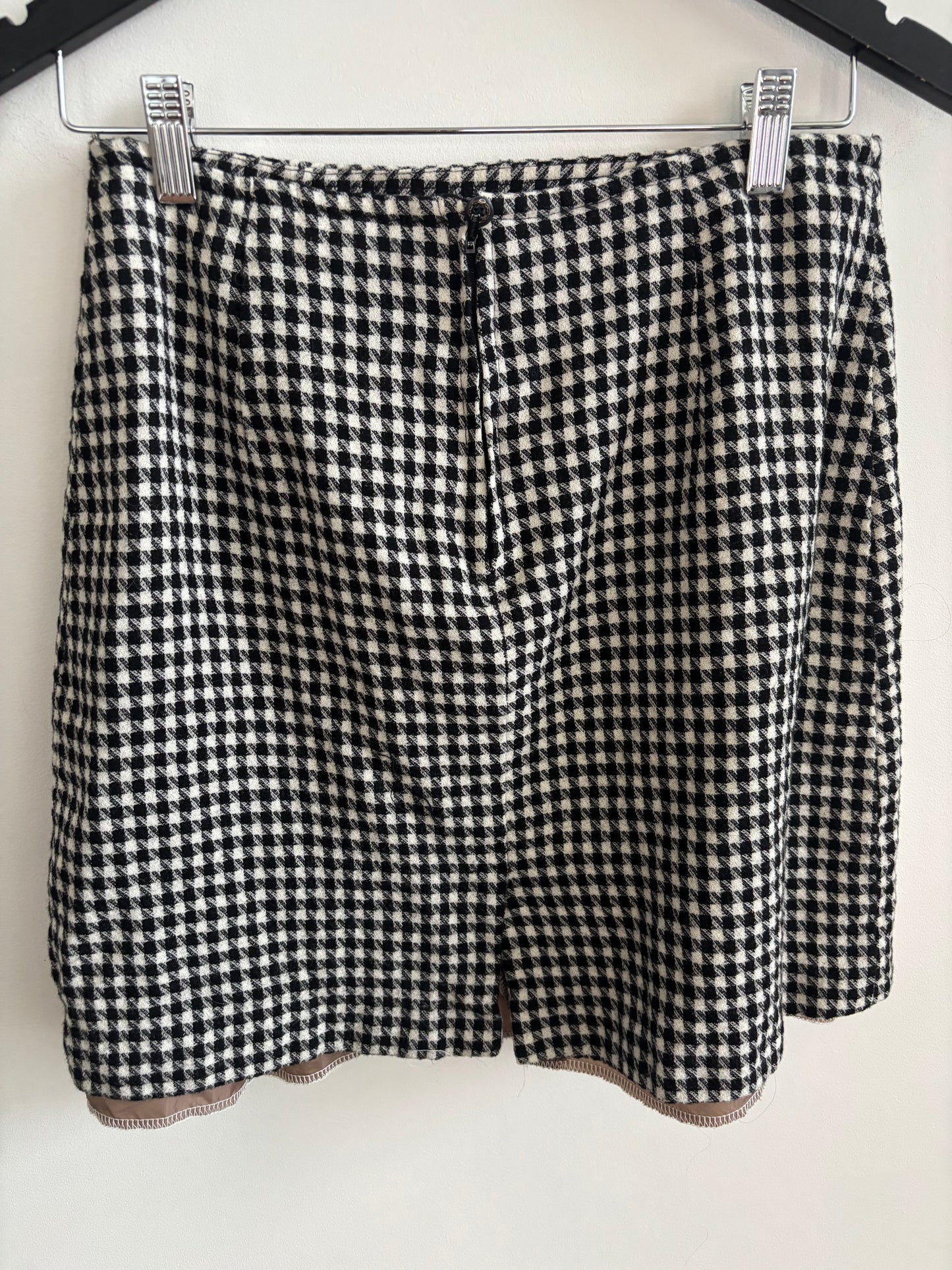 Houndstooth Wool Blend Skirt | Small/Medium