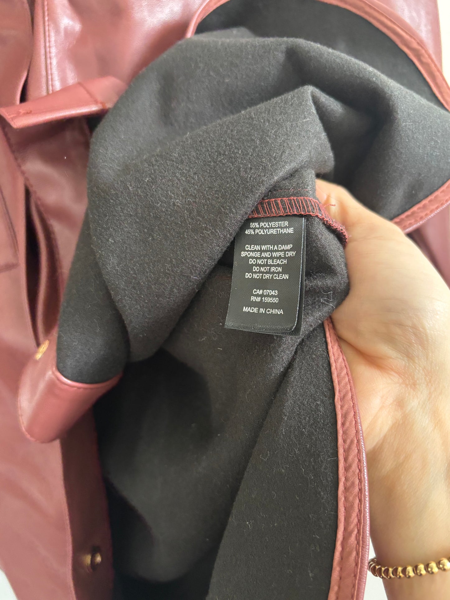 Maison Cinqcent Faux Leather Shirt Jacket | Large