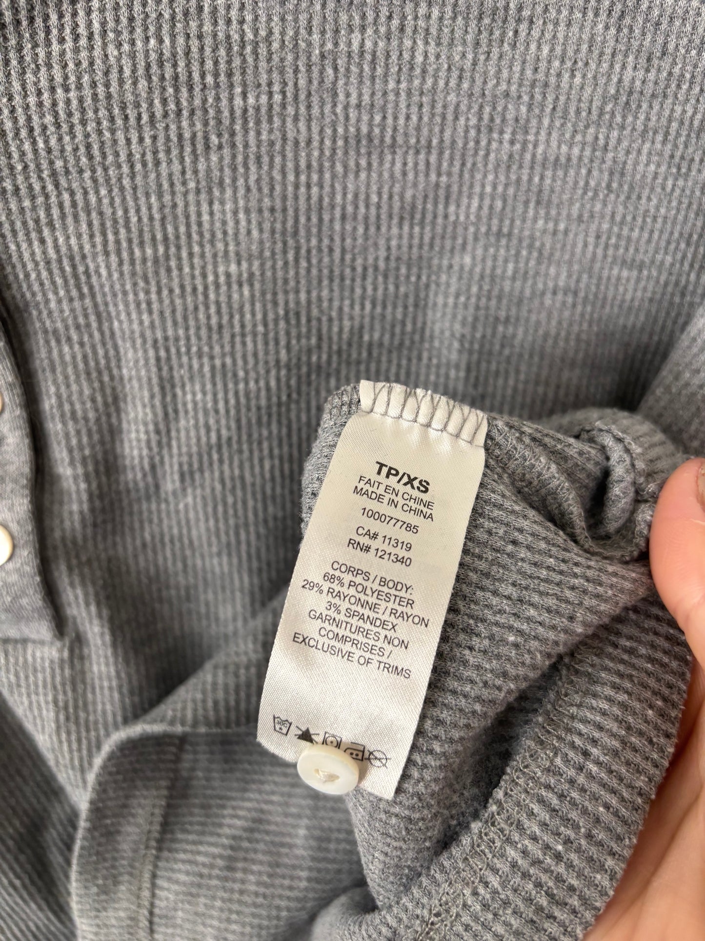 Dynamite Grey Waffle Henley Top | Sz XS (fits like medium)