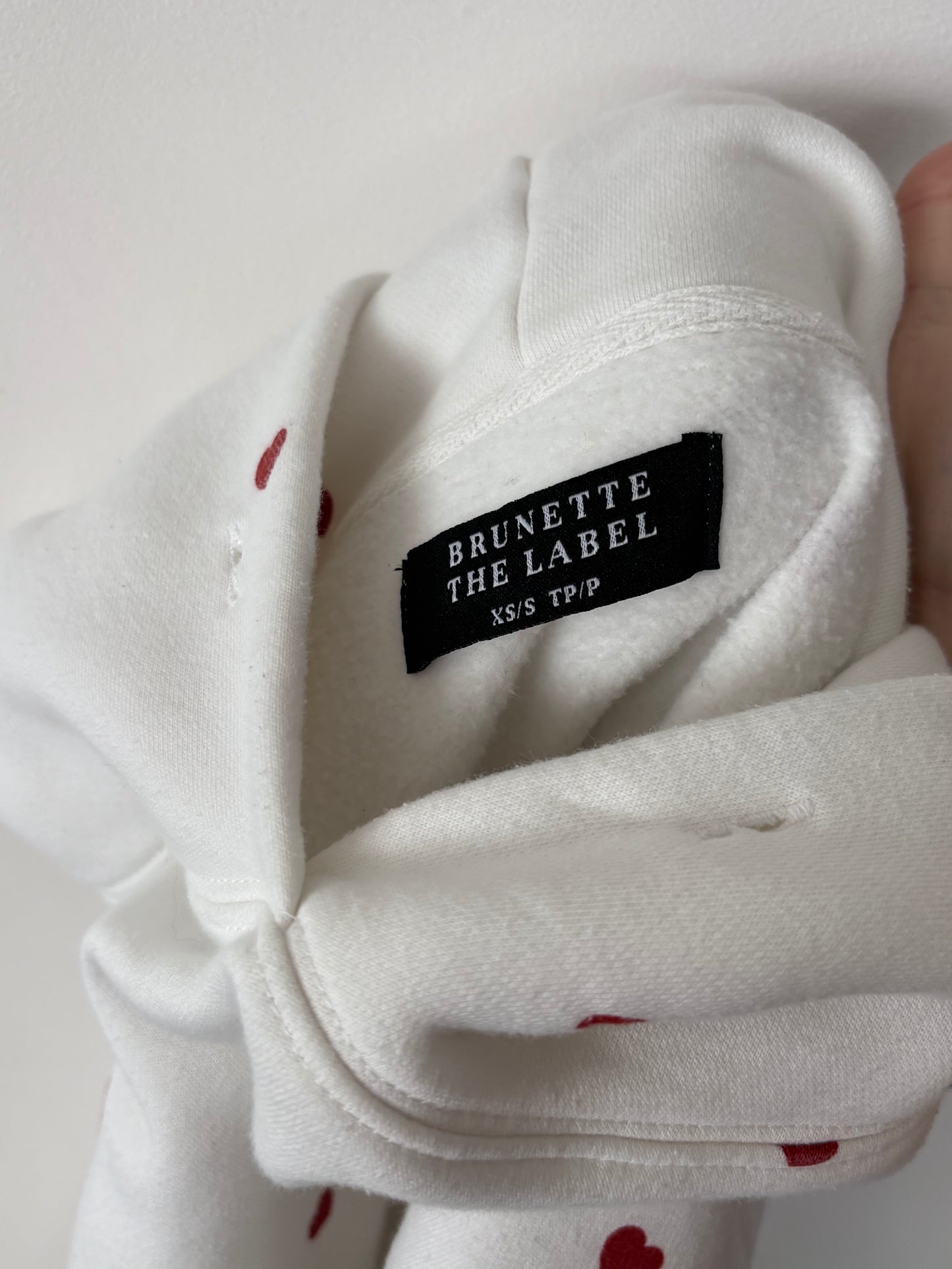 Brunette the Label All Over Heart Hoodie (Red*/White) | Sz XS/S (oversized)