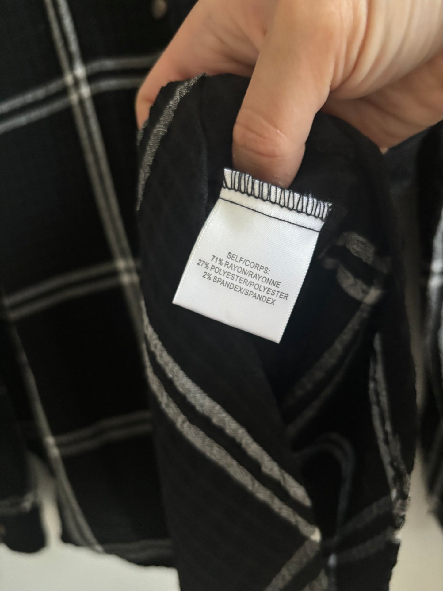 Jane + Delancey Plaid Black & White Button Down | Large