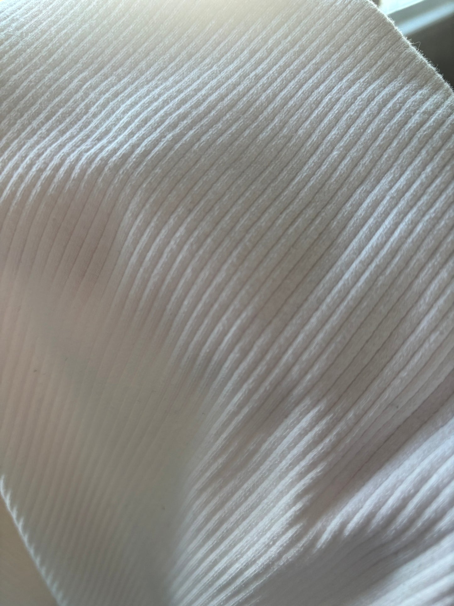 H&M Ribbed White Cotton Long Sleeve Top | Large (N82N19)