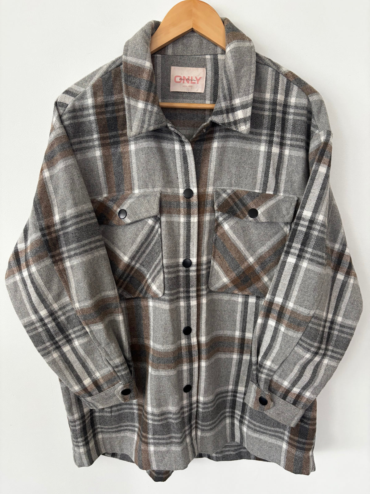 Only Grey Plaid Light Jacket | Sz Medium