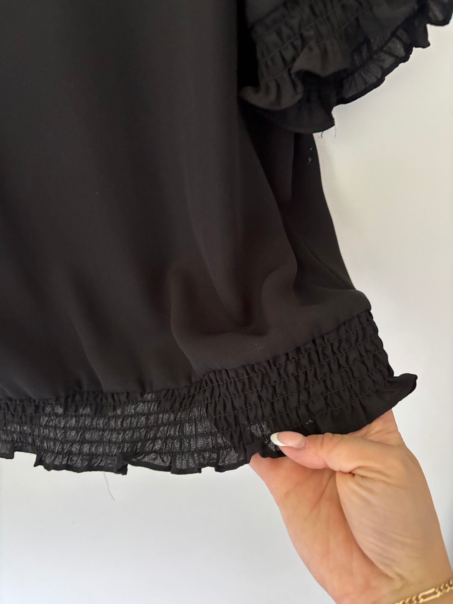 Adrianna Papell Smocked Hem Blouse | Large