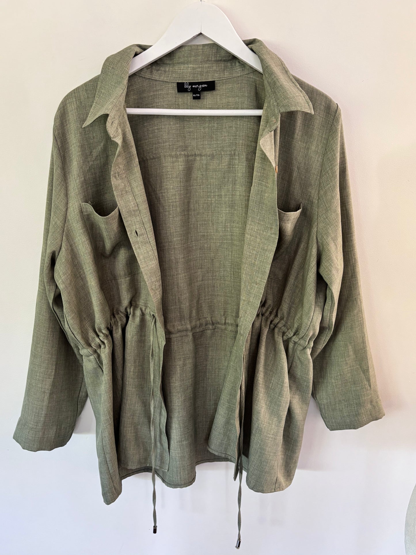 Lily Morgan Button Up Drawstring Top | Sz XL (matches pants sz Small)