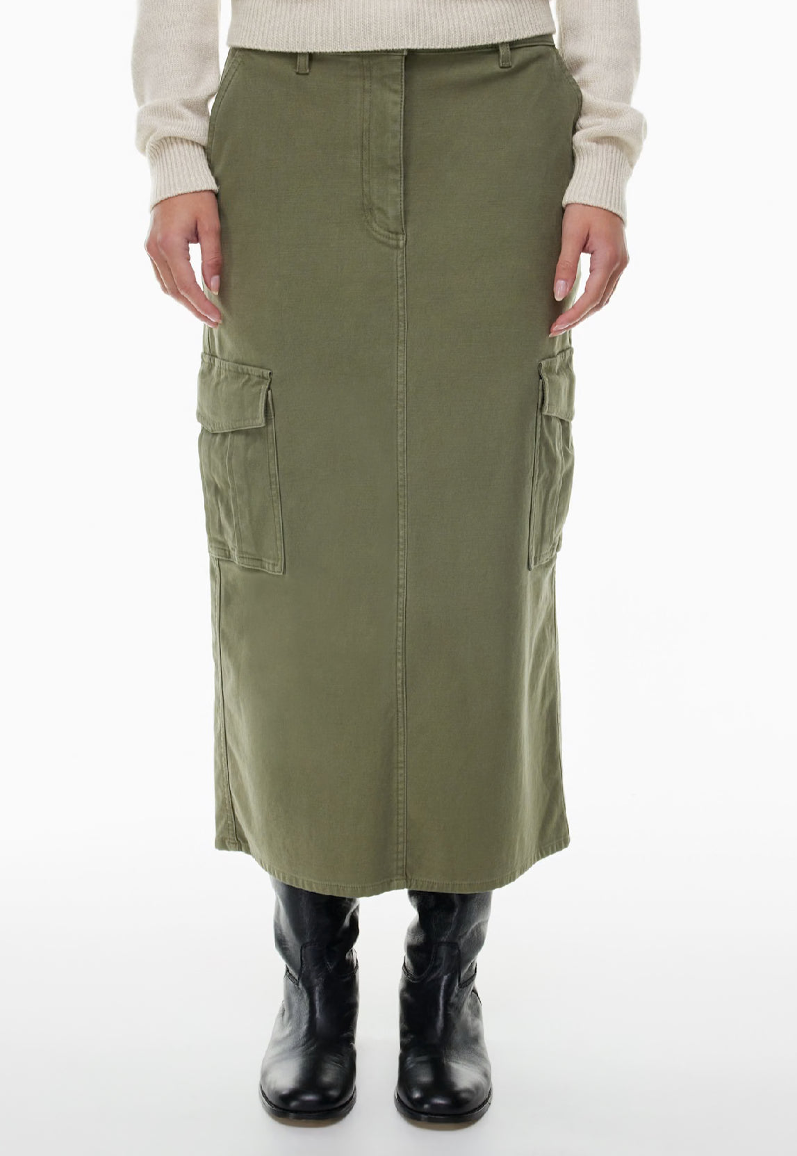 Wilfred / Aritzia Ether Cargo Maxi Skirt in Army Green | 8