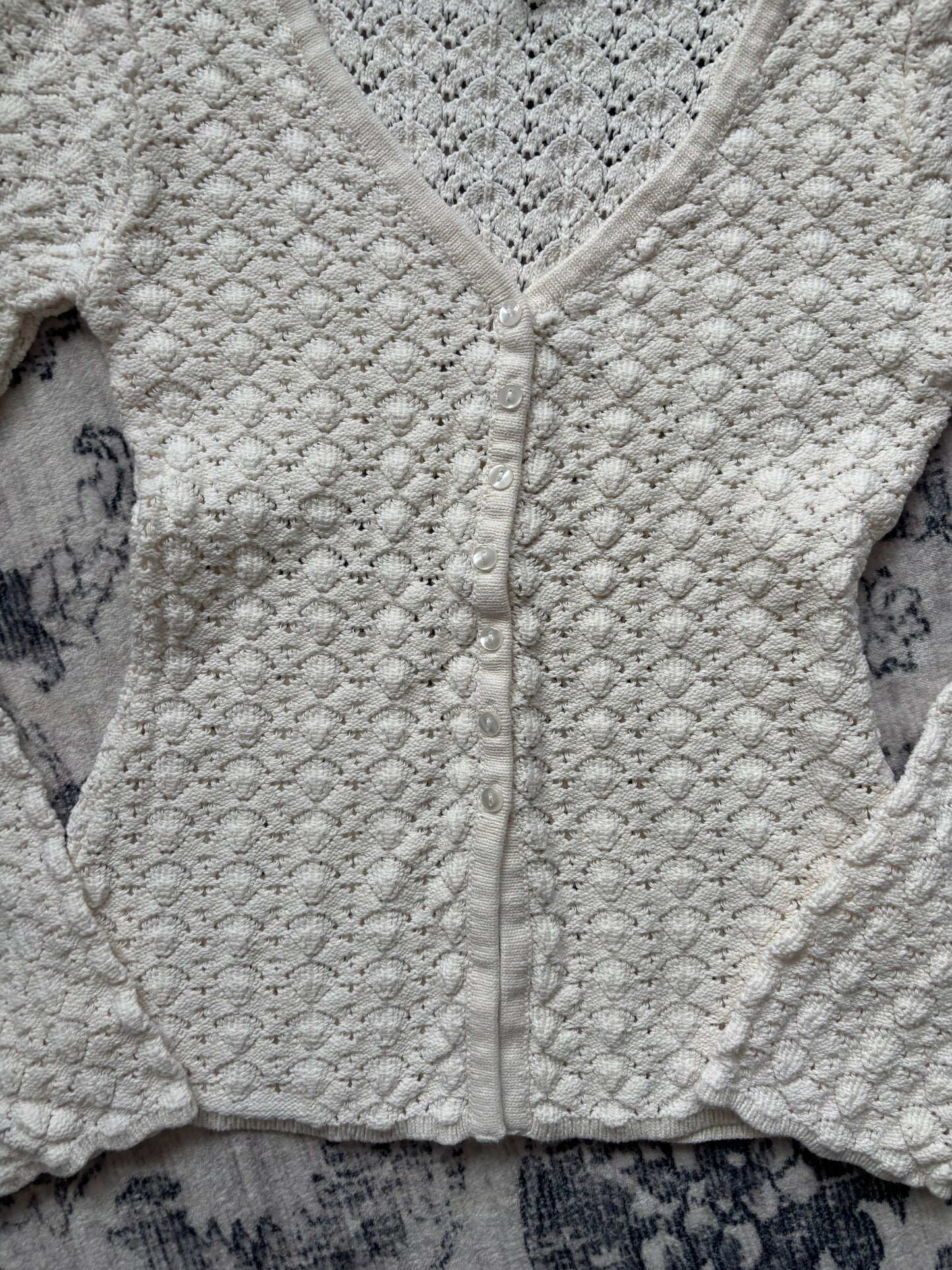 Dynamite Cream Crocheted Cardigan | Sz Small (D028L4)