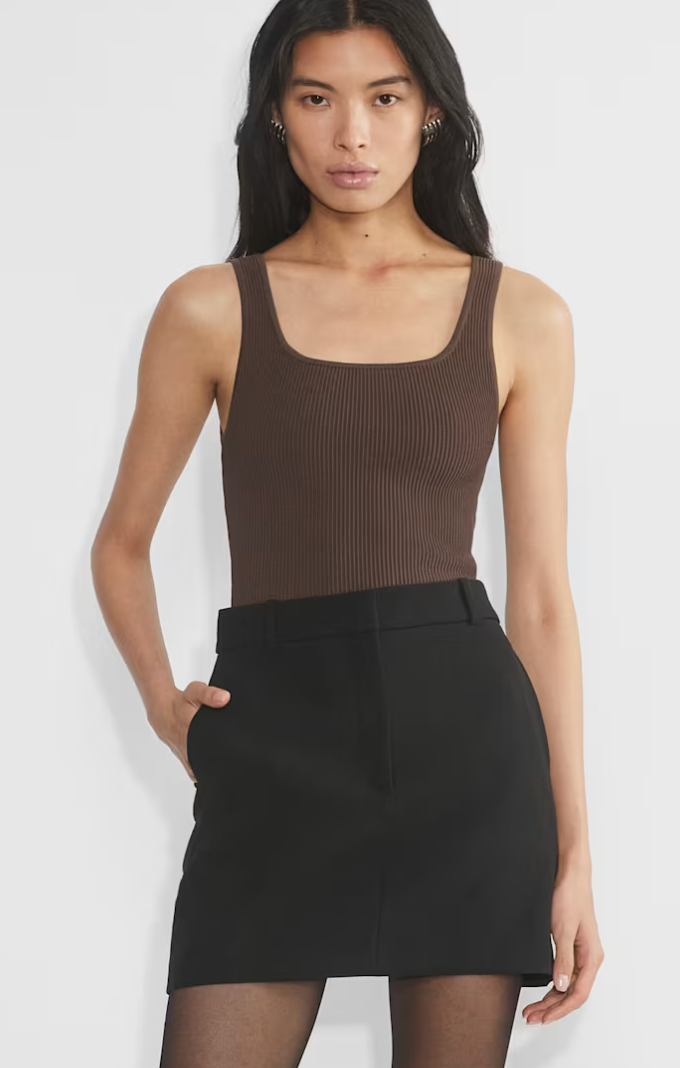 Babaton/Aritzia Sculpt Knit Tank in Brown | Small
