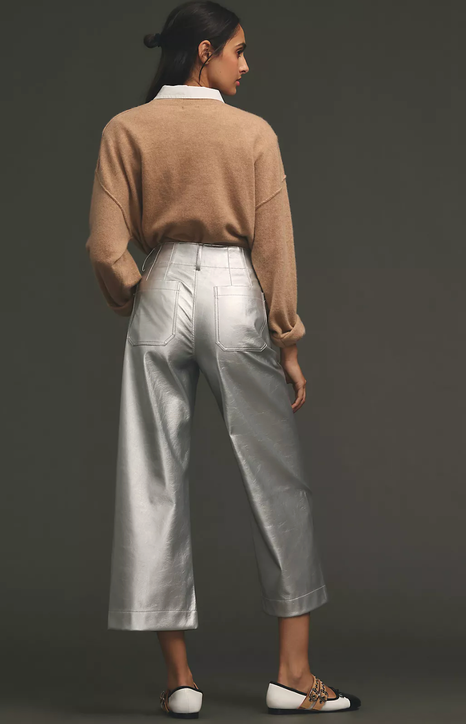 * CS Maeve the Colette Cropped Wide-Leg Faux Leather Pants | Sz 26 (M175K6)