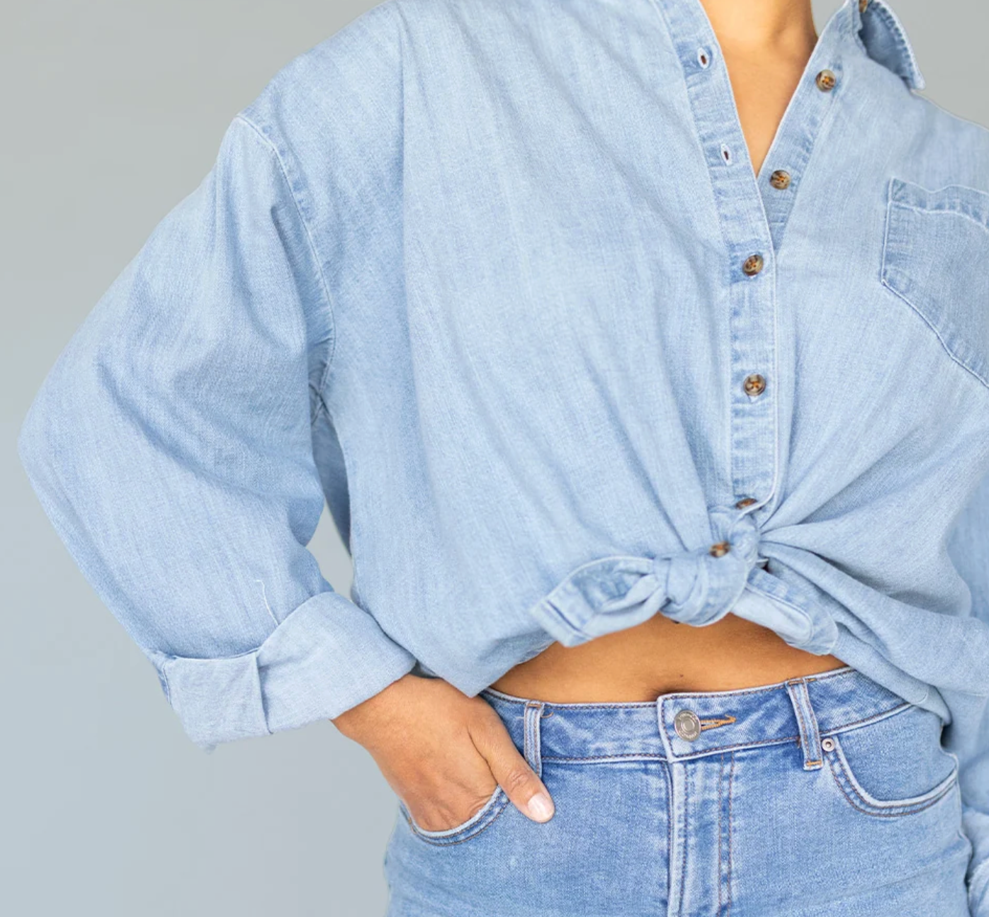 JillyBox X One Wednesday Chambray Oversized Top | Sz XXL