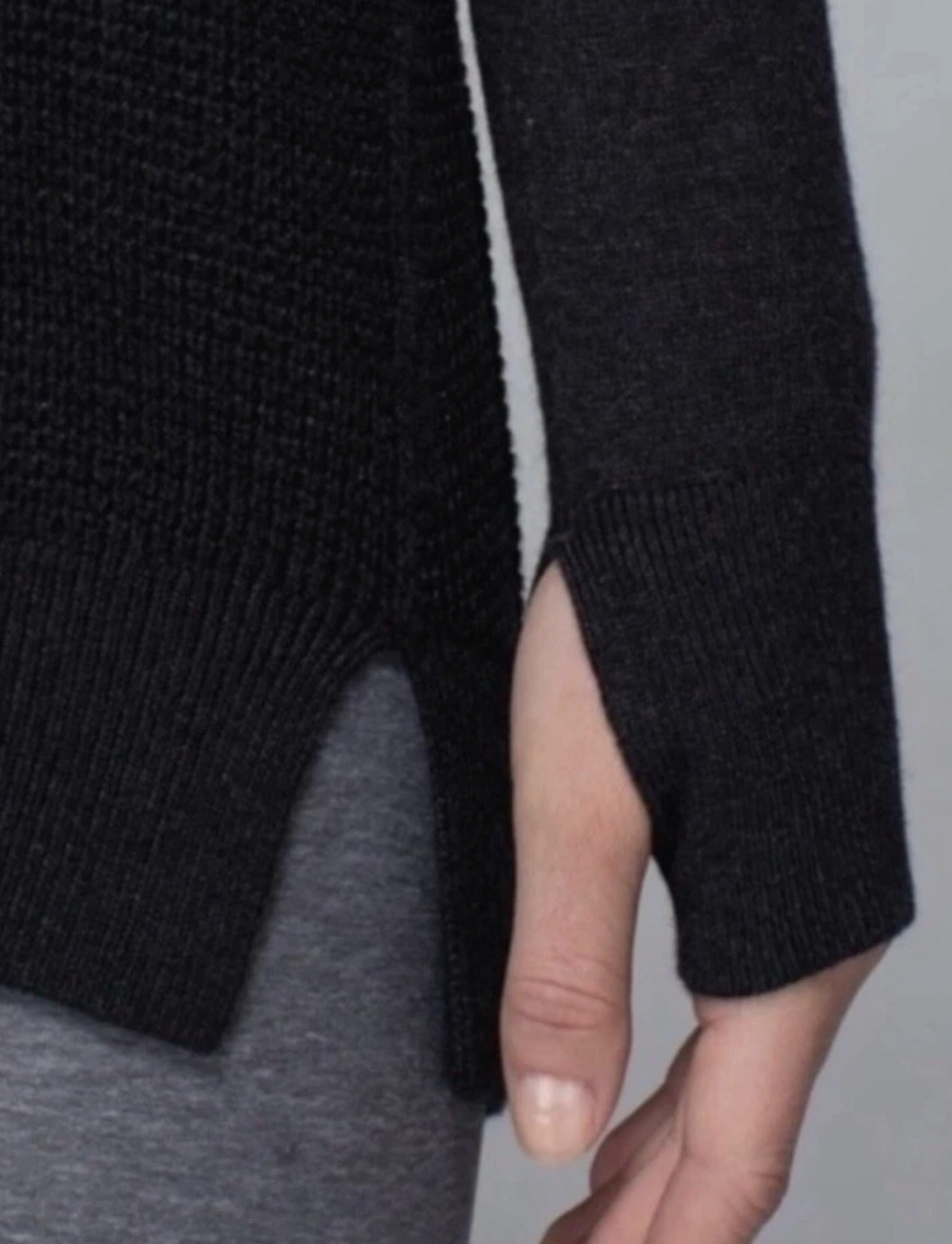 Lululemon The Sweater Life Waffle Knit Dark Grey/Black Top | Sz Large